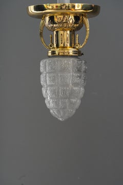 2 Art Deco ceiling lamps with original glass shades vienna around 1920s