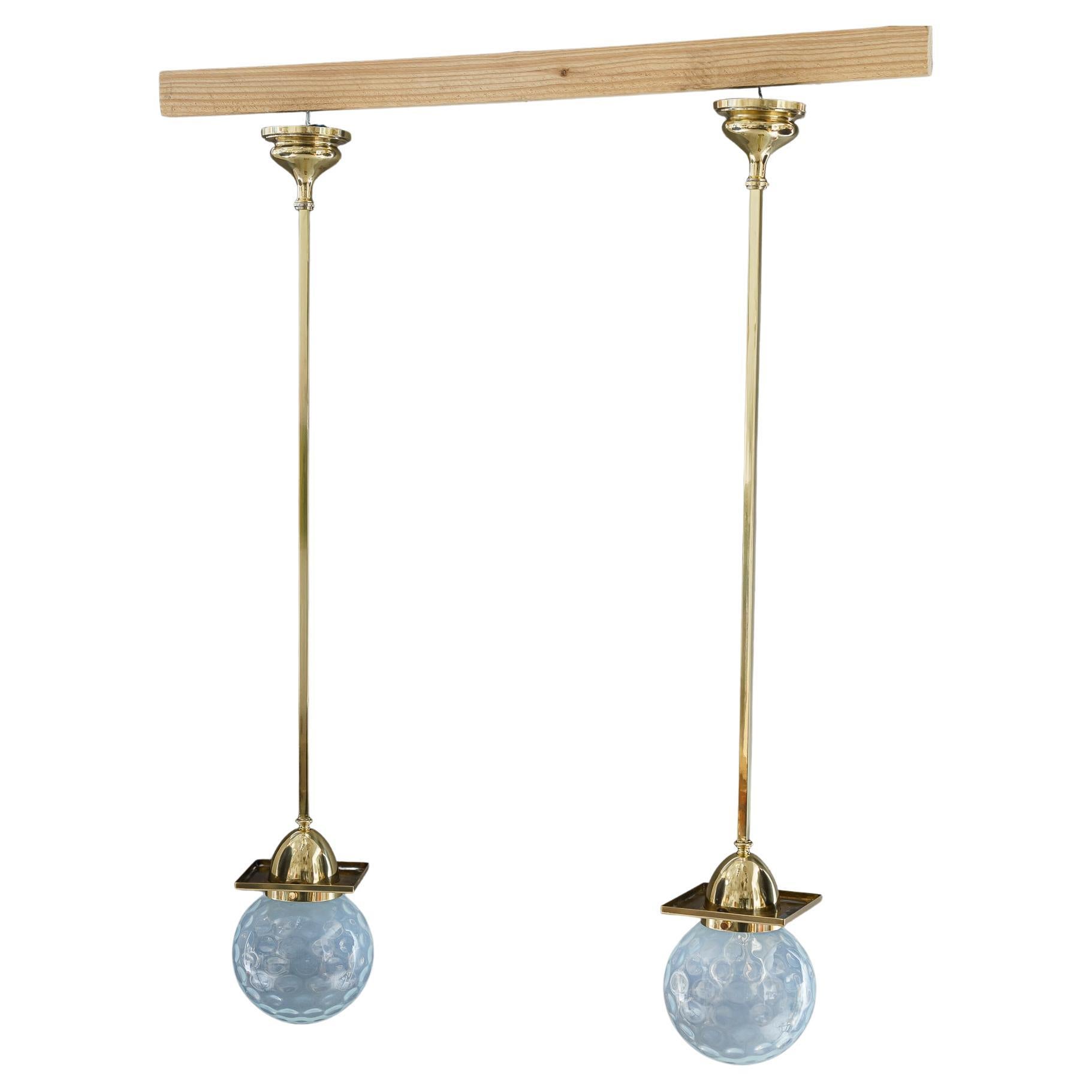 2 Art Deco ceiling lamps with original glass shades vienna around 1920s  For Sale