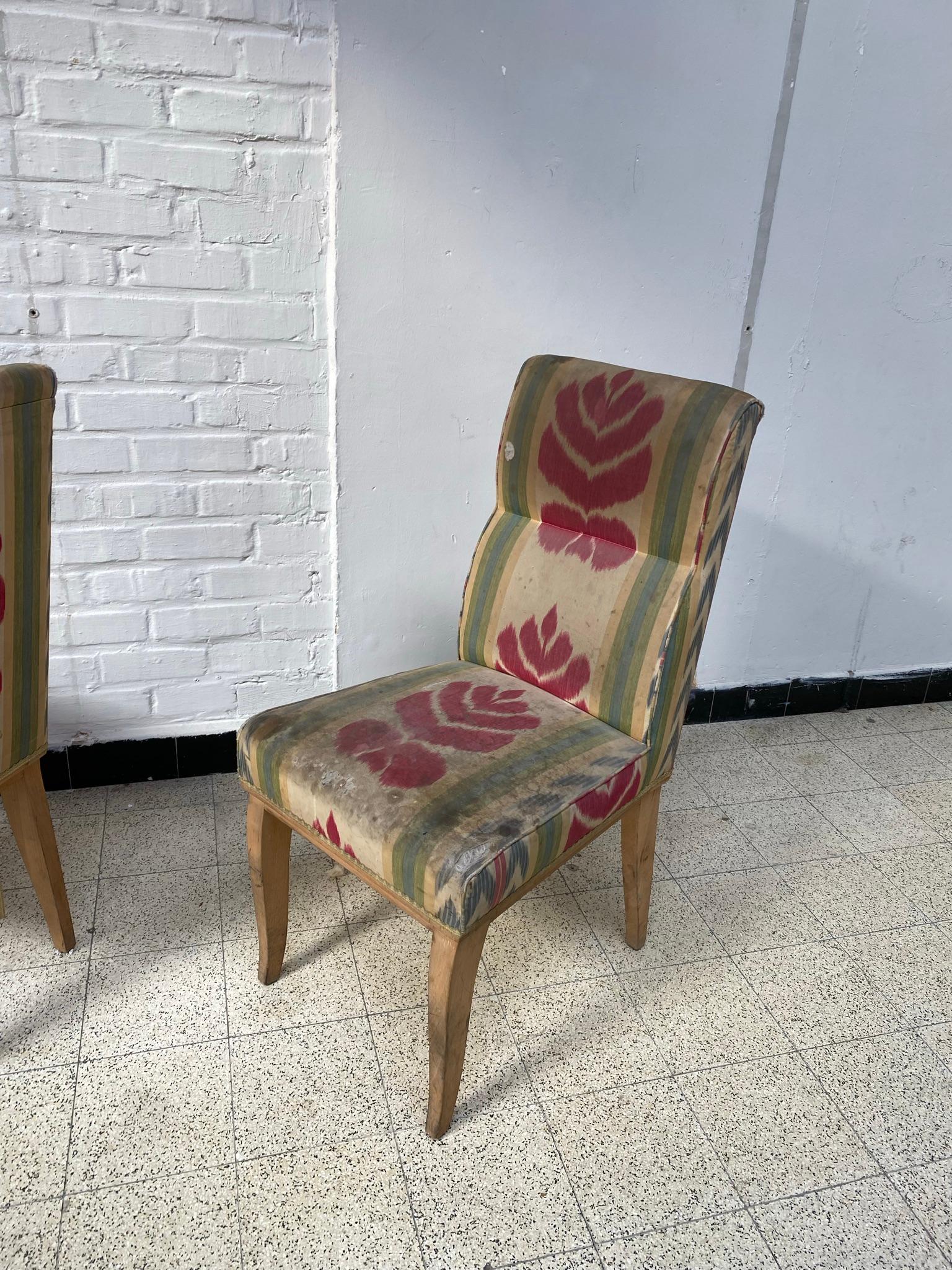 Mid-20th Century 2 Art Deco Chairs in the Style of René Prou, circa 1930 For Sale