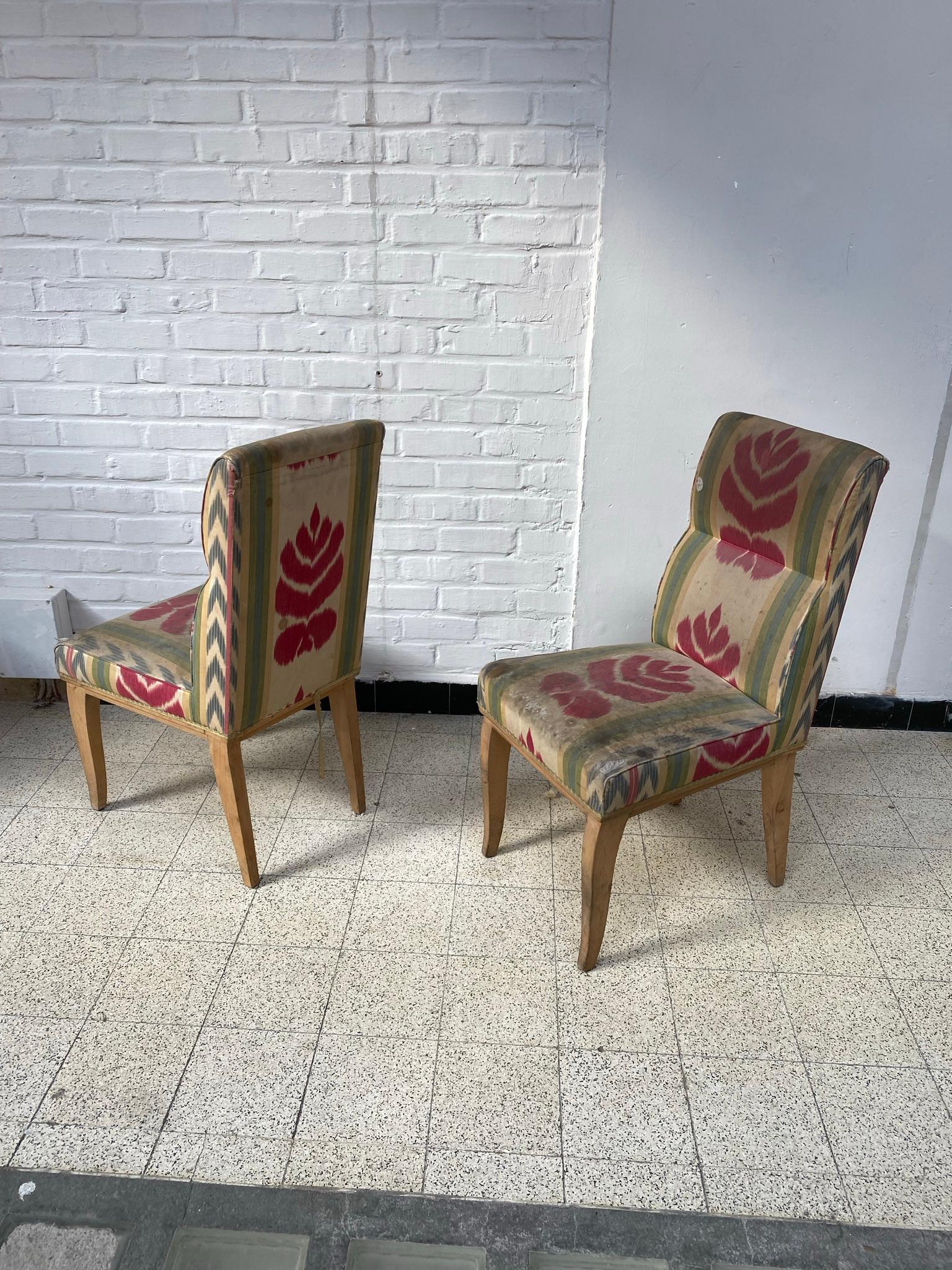 2 Art Deco Chairs in the Style of René Prou, circa 1930 For Sale 2