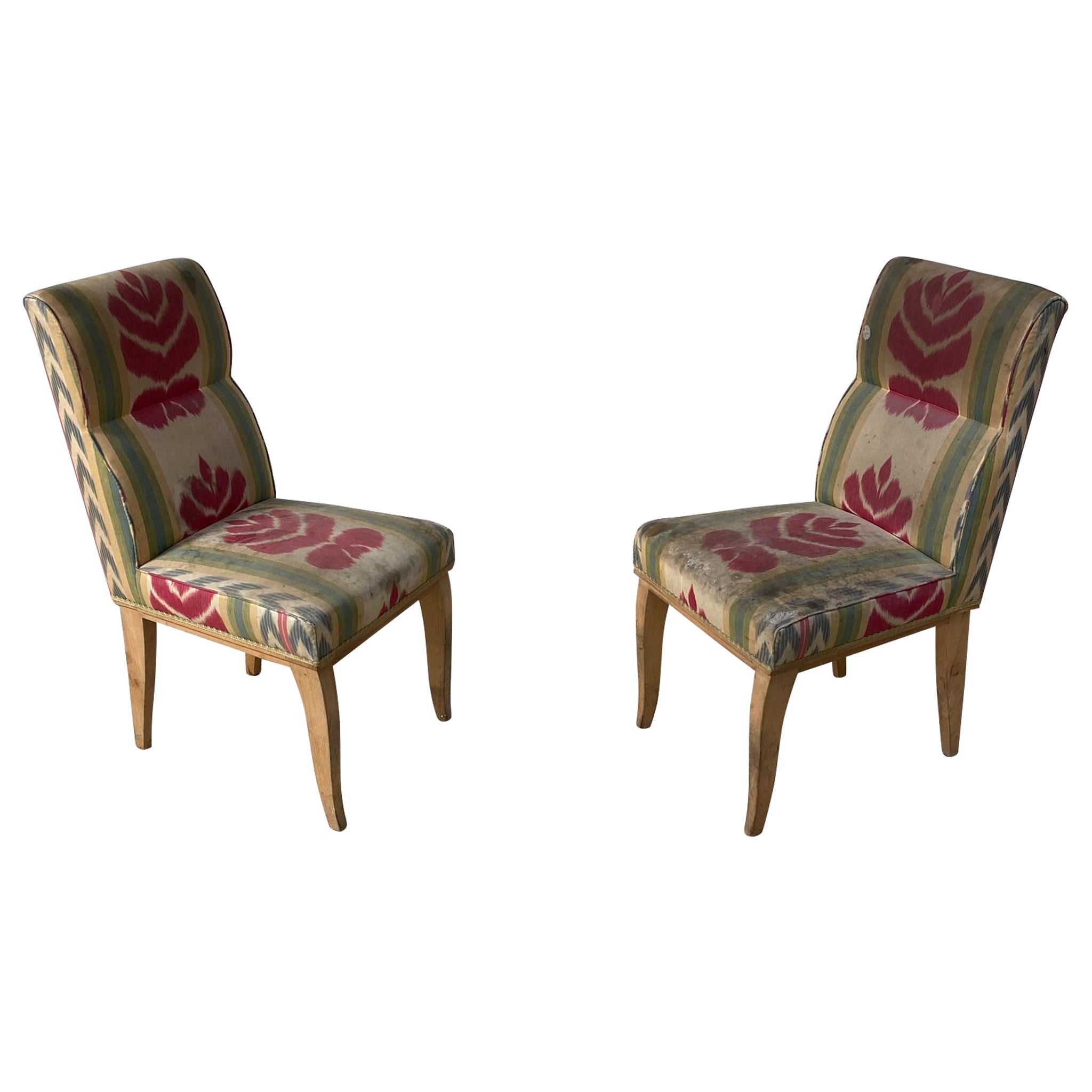 2 Art Deco Chairs in the Style of René Prou, circa 1930 For Sale