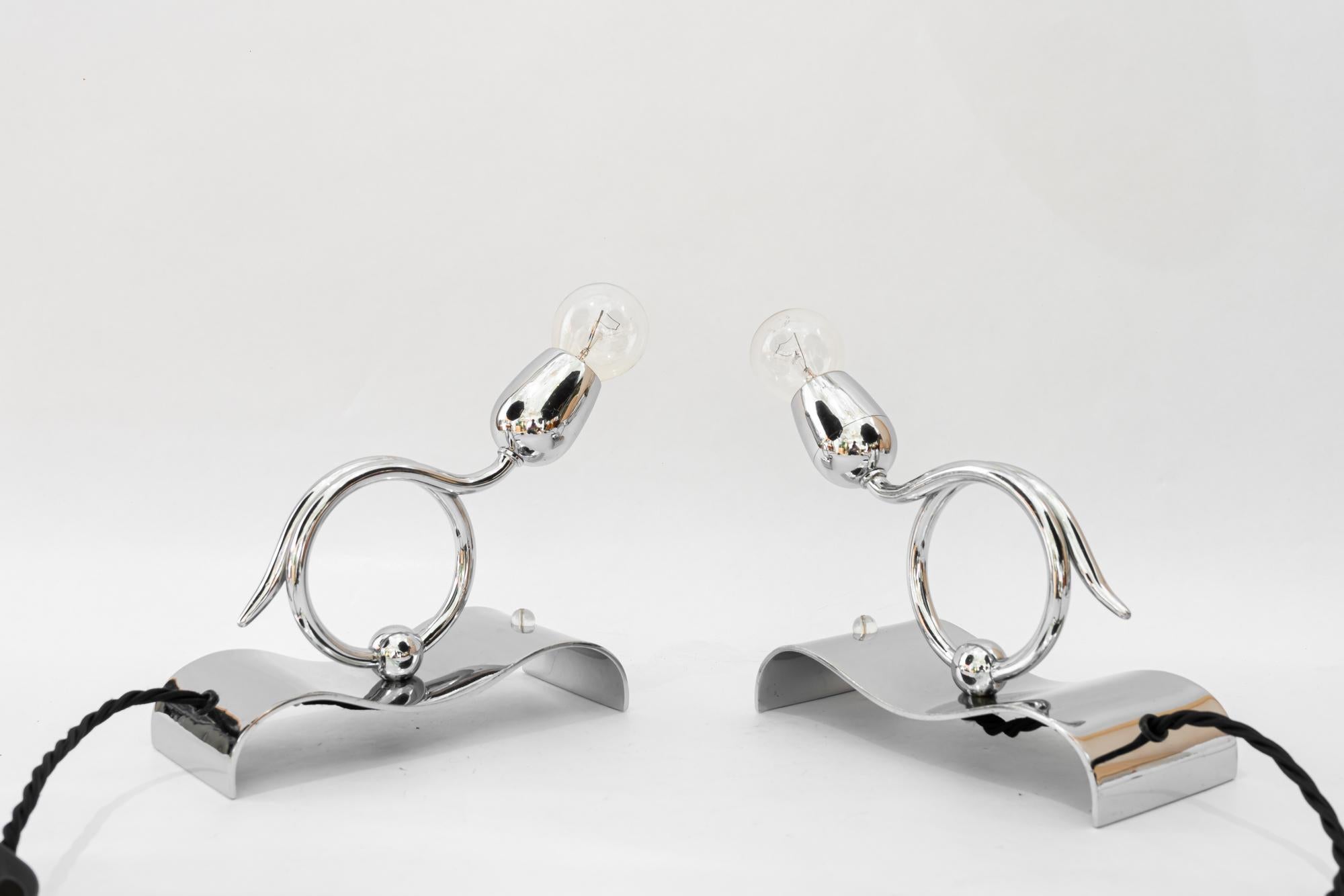 Art Déco 2 lampade da tavolo Art Deco cromate degli anni '20 circa in vendita