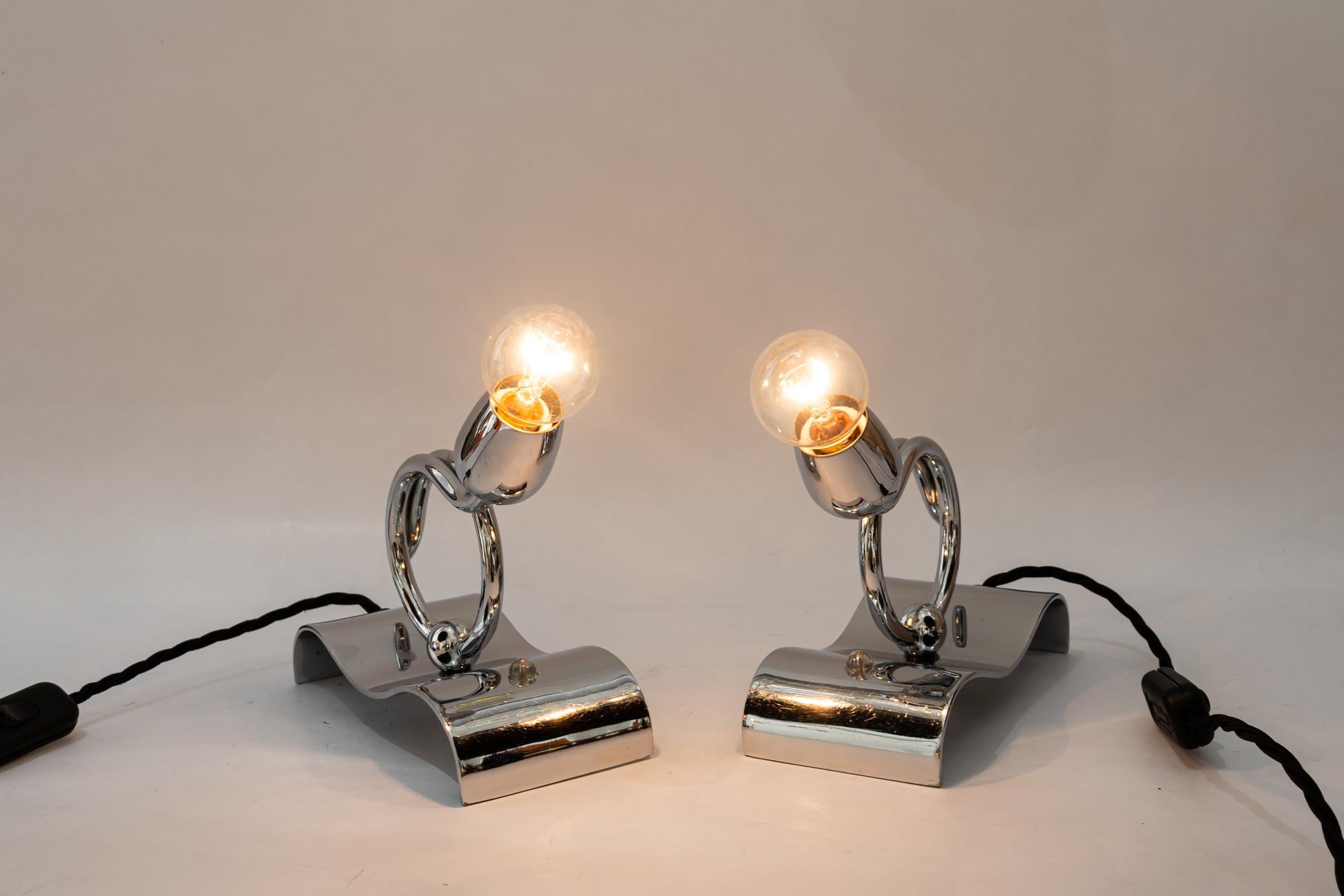 Cromo 2 lampade da tavolo Art Deco cromate degli anni '20 circa in vendita