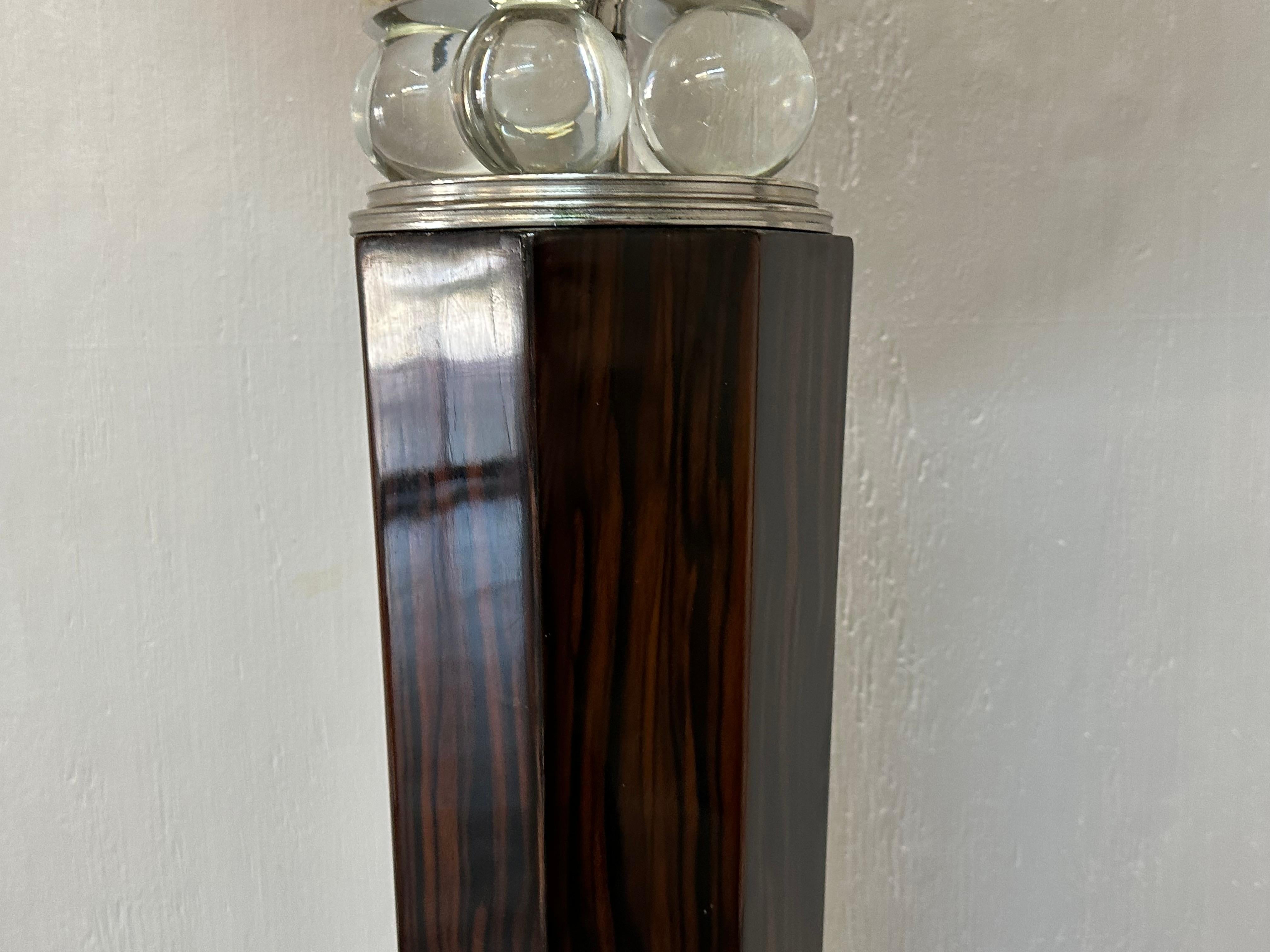 2 Lampadaires Art Déco, France, Matériaux : verre, bois et chrome, 1920 en vente 7