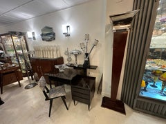 2 Art Deco Floor Lamps, France, Materials: glass, wood and Chrome, 1930