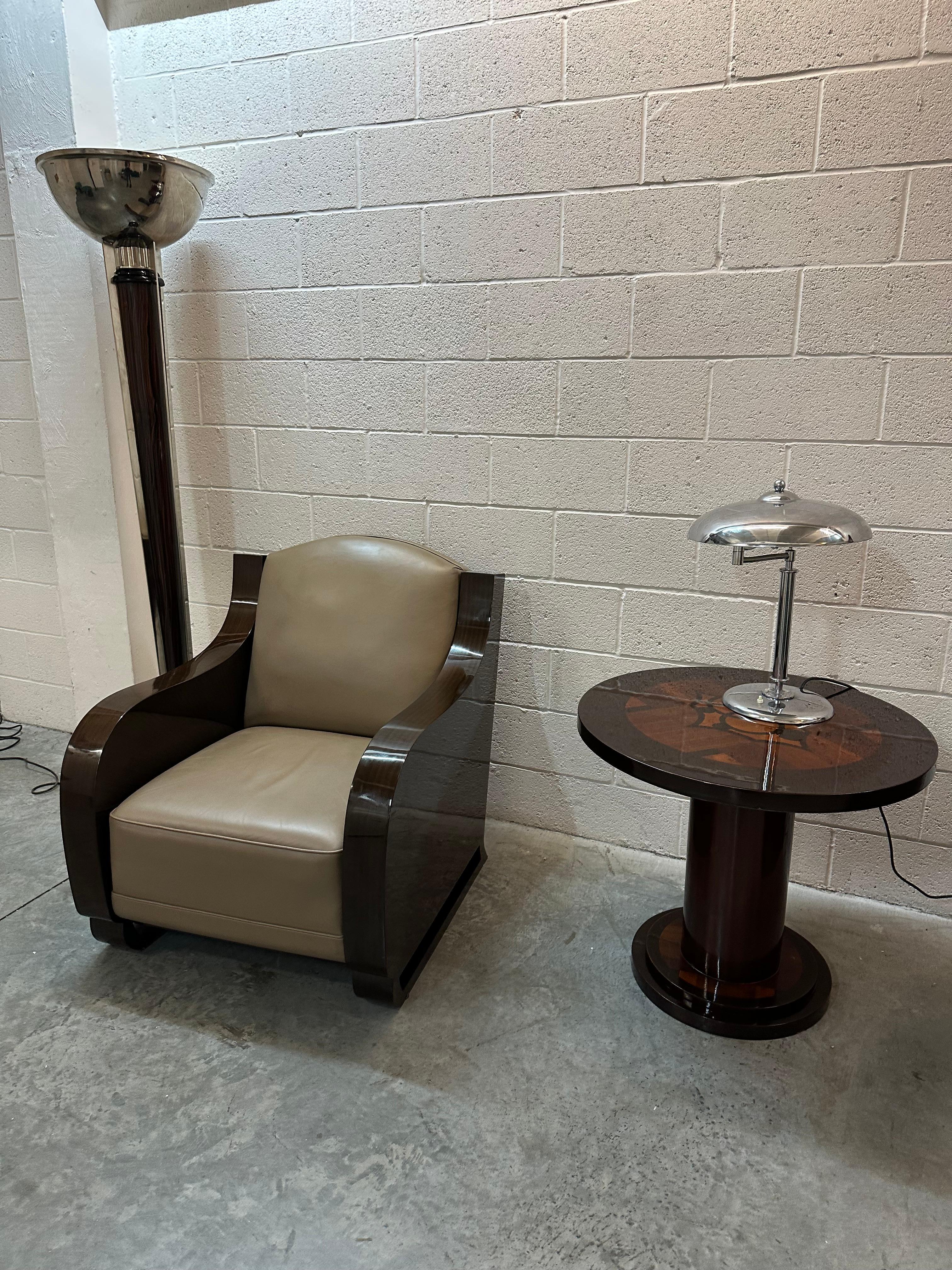 2 Art Deco Floor Lamps, France, Materials: Wood and Chrome, 1930 For Sale 14