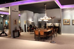 2 Art Deco Floor Lamps, France, Materials: Wood, glass and Chrome, 1940