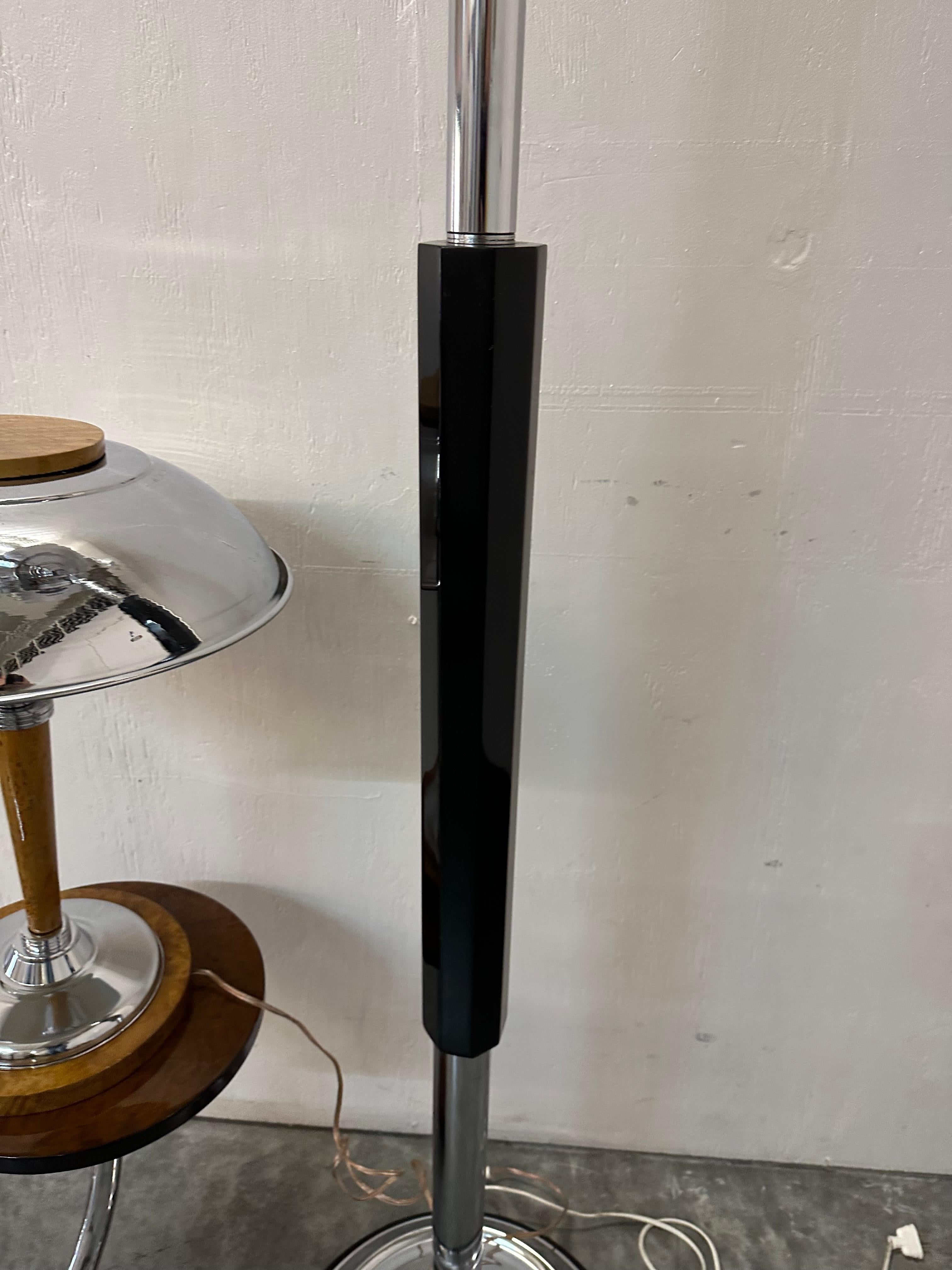2 Art Deco Floor Lamps, France, Materials: Wood, glass and Chrome, 1940 For Sale 2