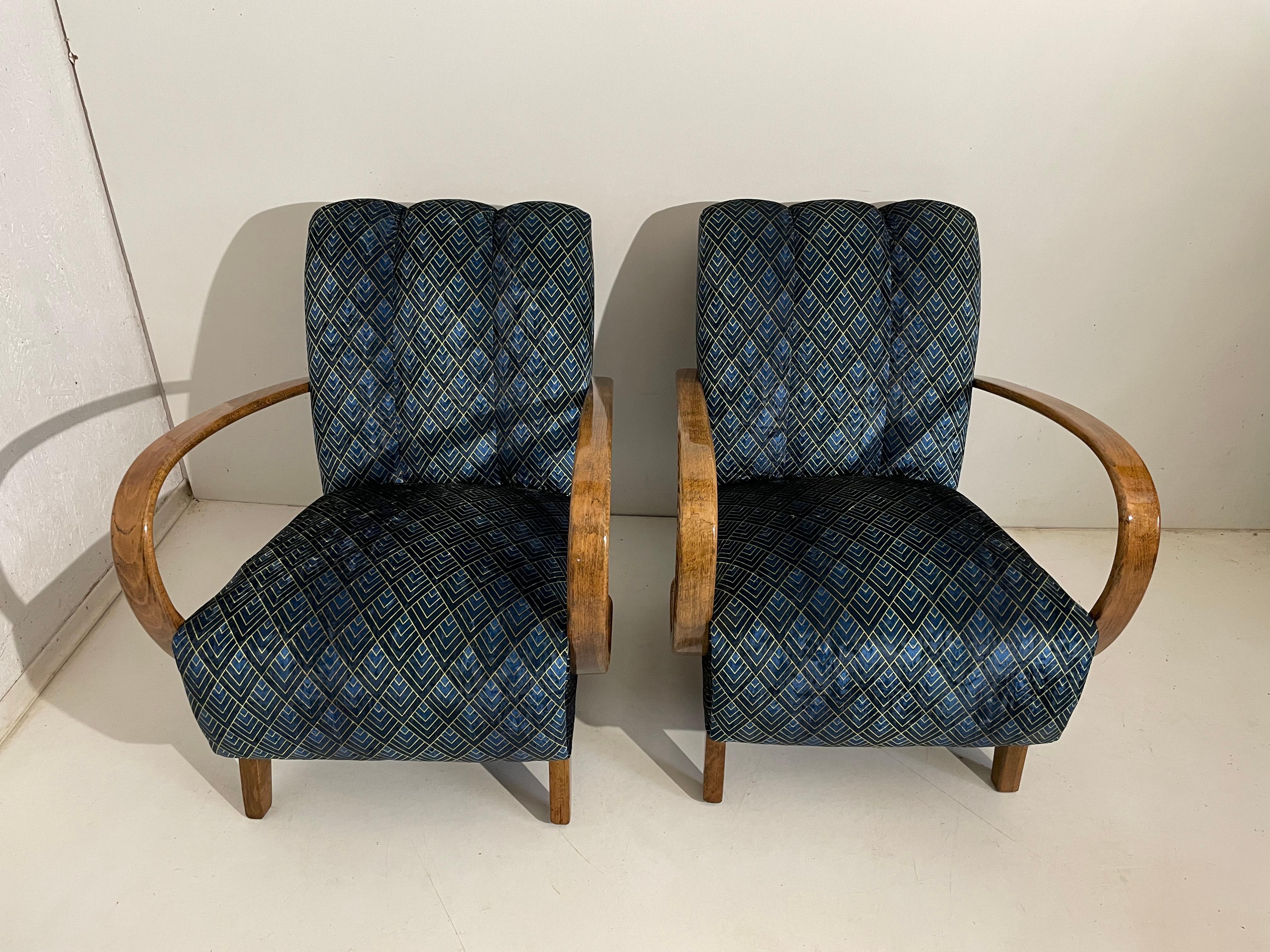 Walnut 2 Art Deco J. Halabala Armchair For Sale