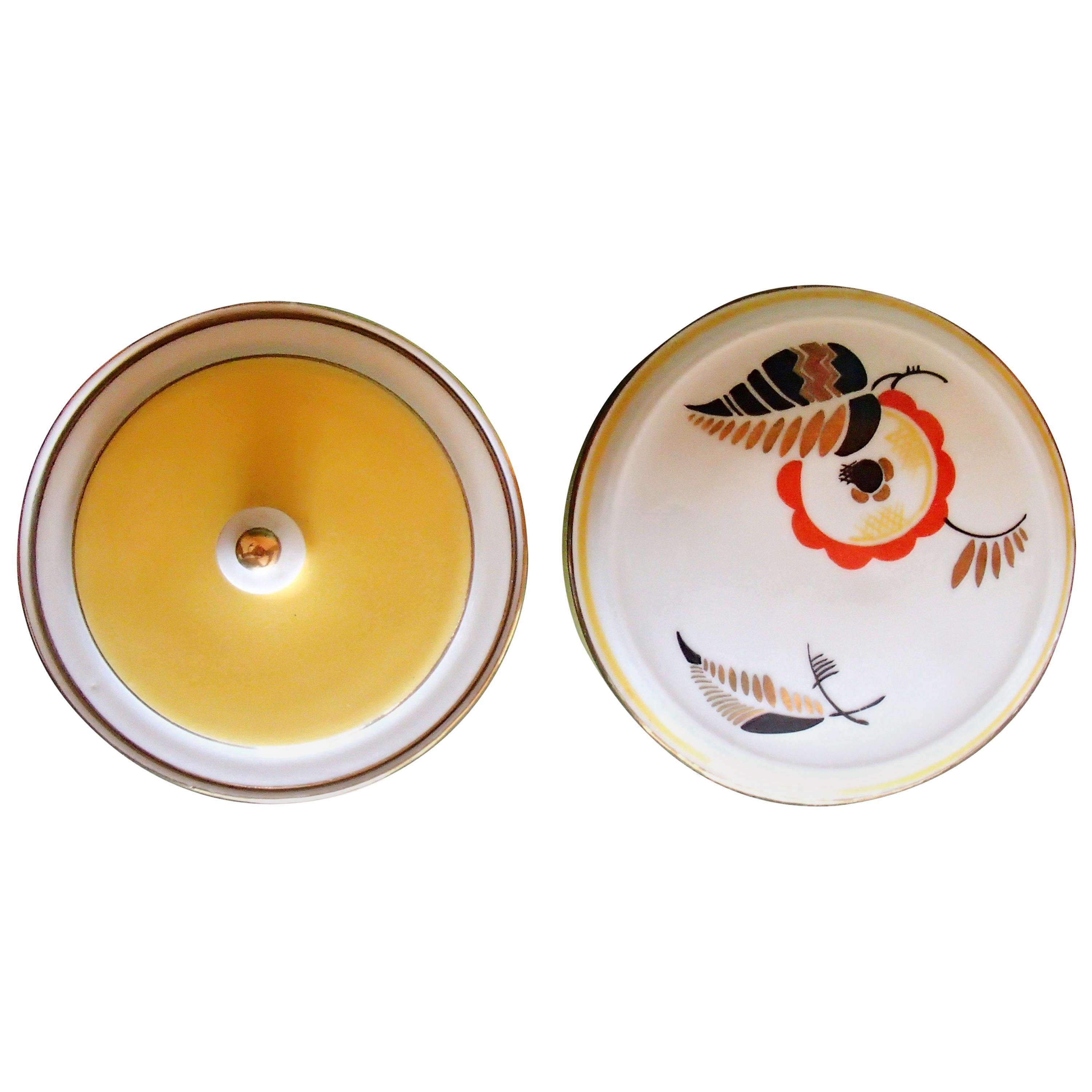 2 Art Deco Langenthal Ceramic Boxes with Geometrical Design For Sale