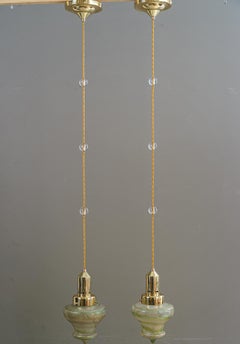 2 art deco pendant with palme koenig glass shades vienna around 1920s