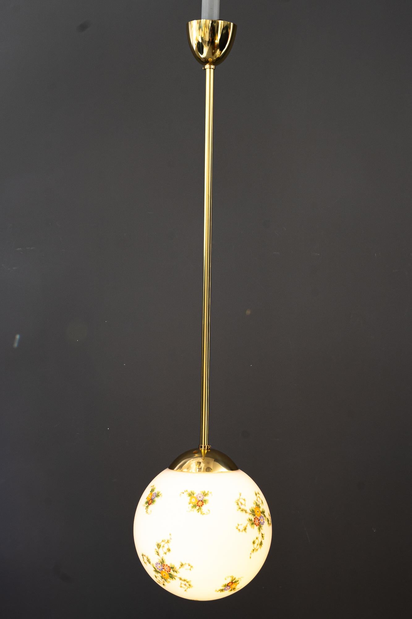 2 Art Deco pendants with hand painted glass vienna around 1920s For Sale 2