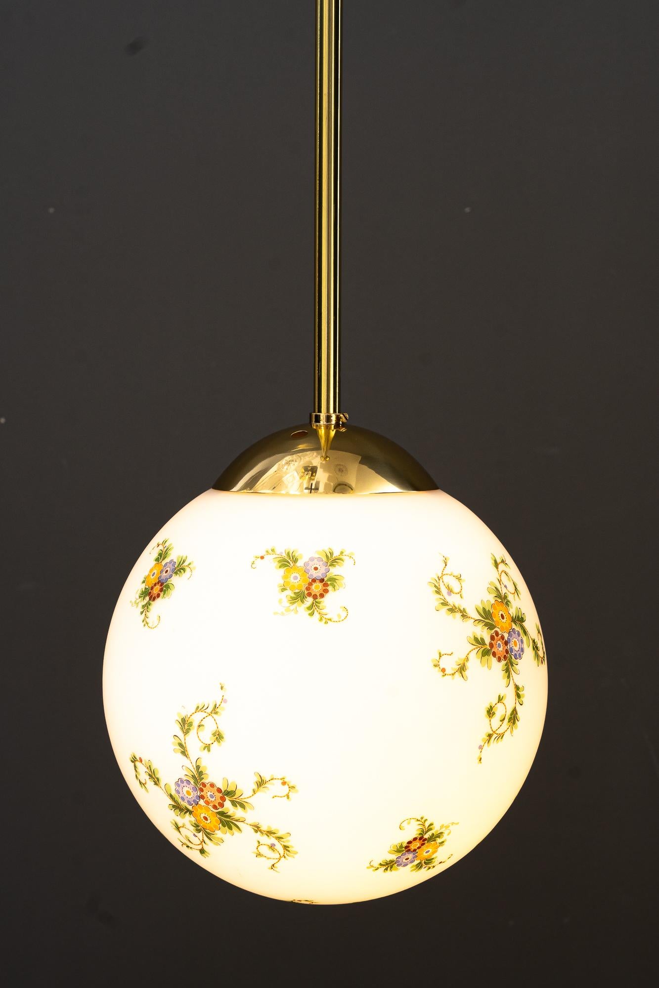 2 Art Deco pendants with hand painted glass vienna around 1920s For Sale 3