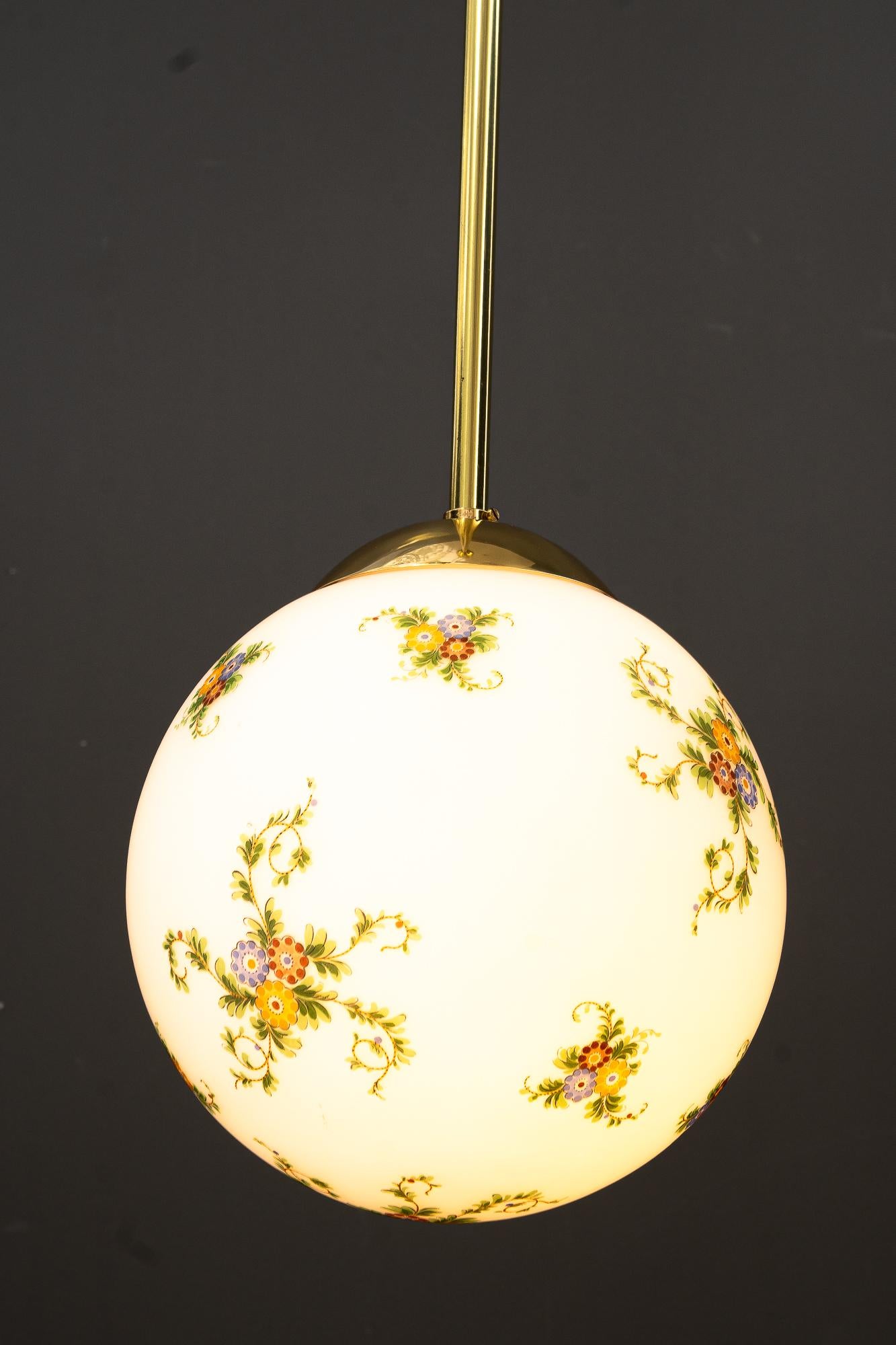 2 Art Deco pendants with hand painted glass vienna around 1920s For Sale 5