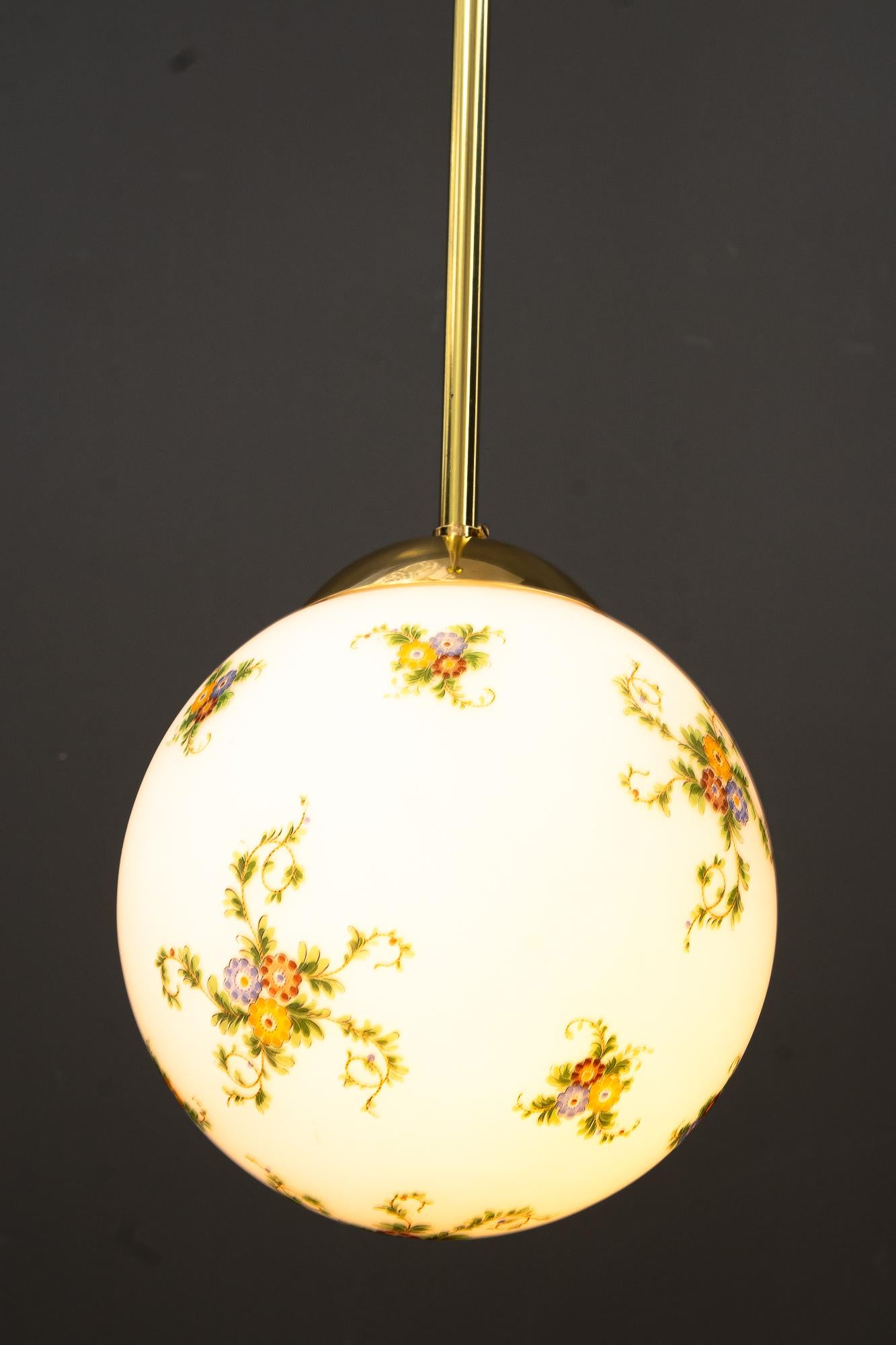 2 Art Deco pendants with hand painted glass vienna around 1920s For Sale 6
