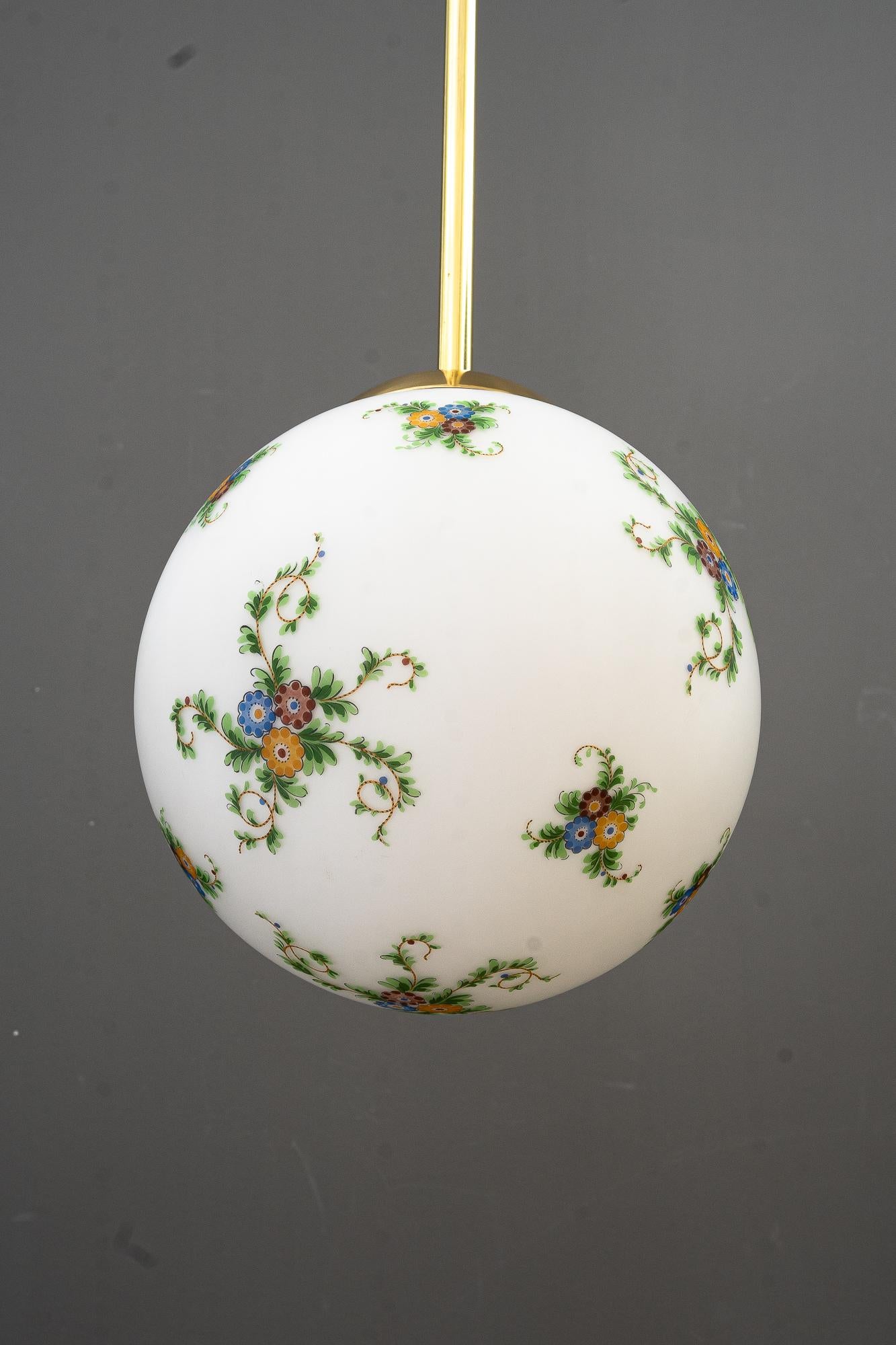 2 Art Deco pendants with hand painted glass vienna around 1920s For Sale 1