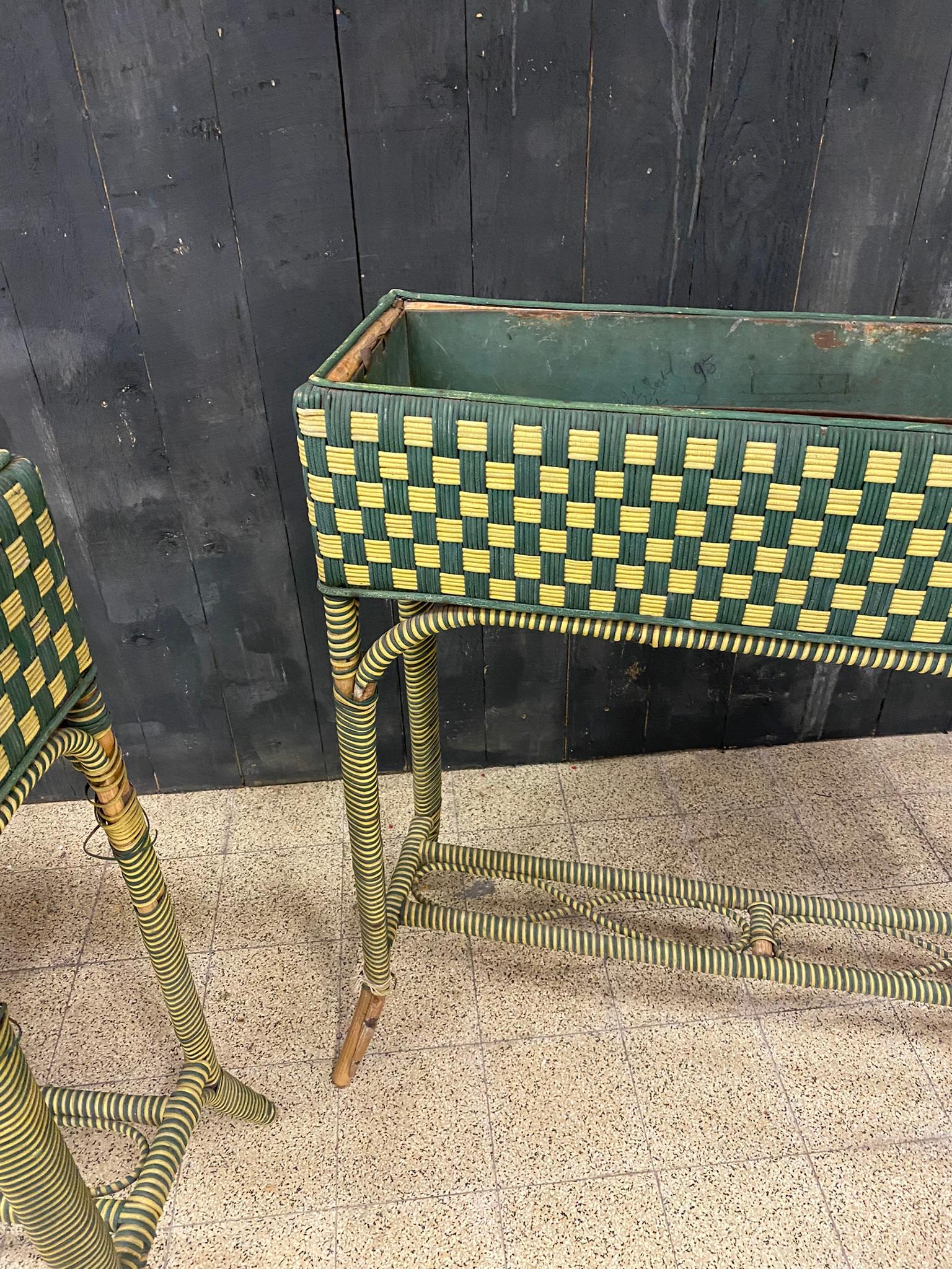 2 Art Deco Rattan Planters, circa 1920/1930 For Sale 3