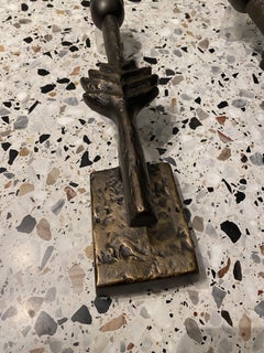 2 Aplique Hoja de Bronce estilo Art Déco según Giacometti, por Lucien Gau