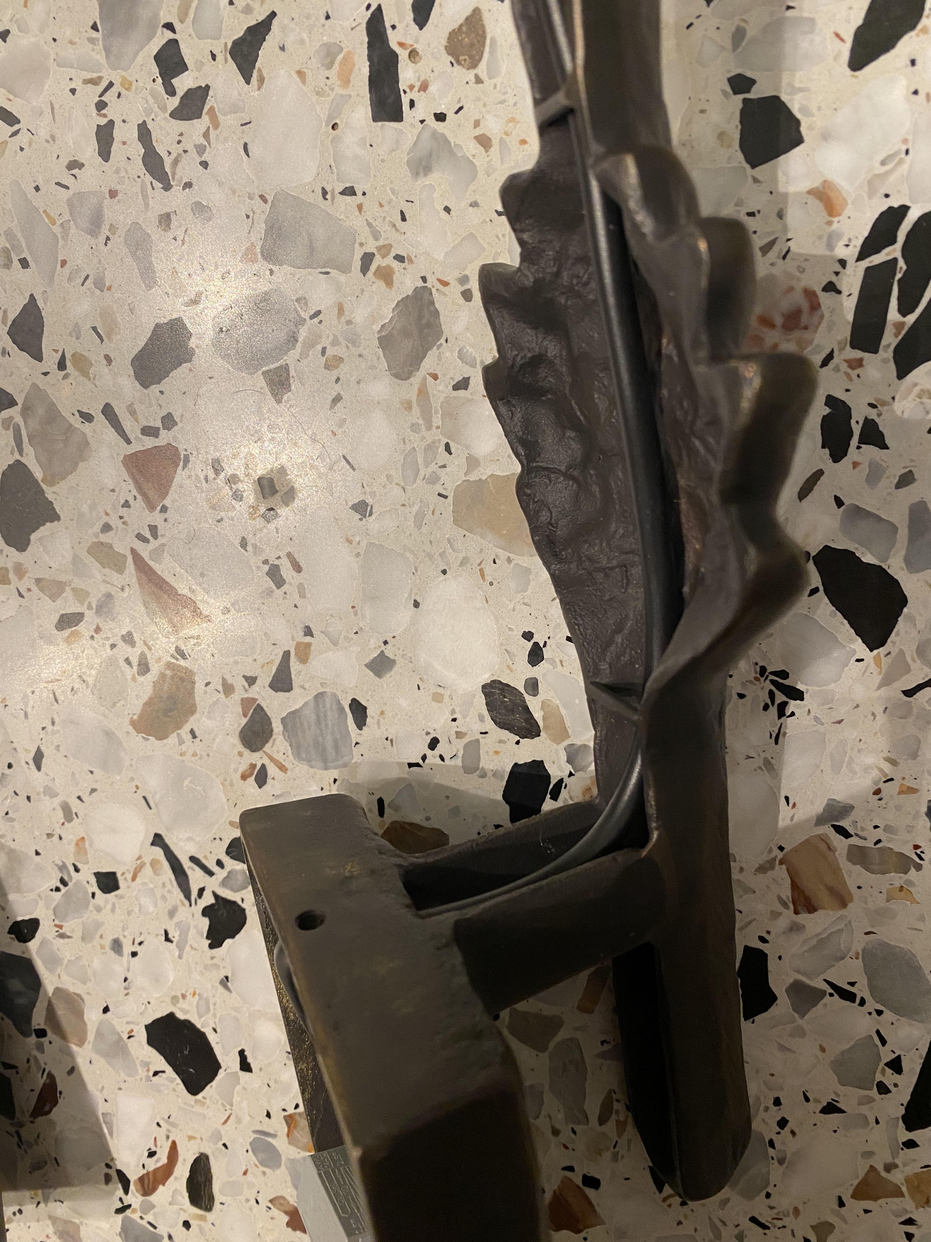 2 Art Deco style Bronze Leaf sconce after Giacometti, by Lucien Gau en venta 2