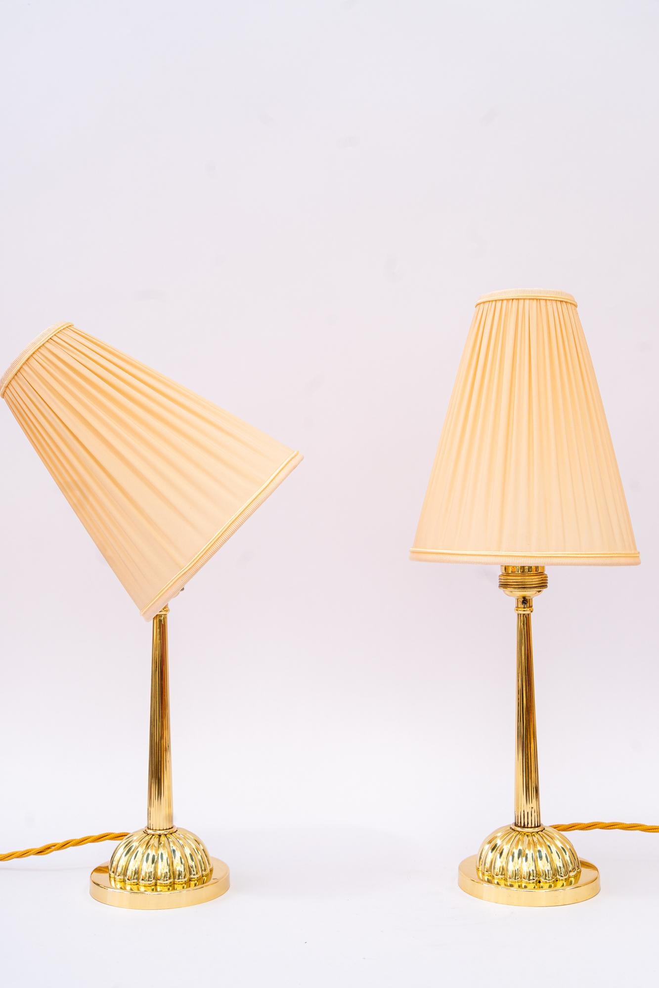 2 Art Deco Table lamp with fabric shades vienna 1920 For Sale 3