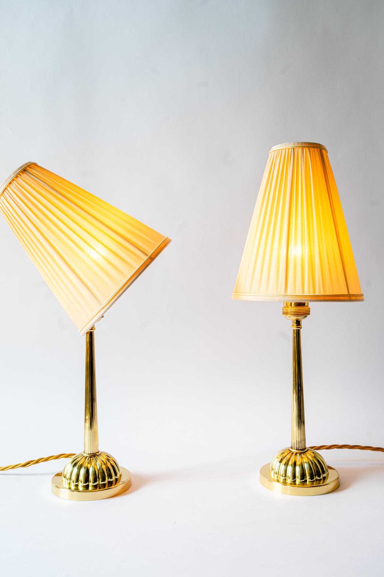 2 Art Deco Table lamp with fabric shades vienna 1920 For Sale 5