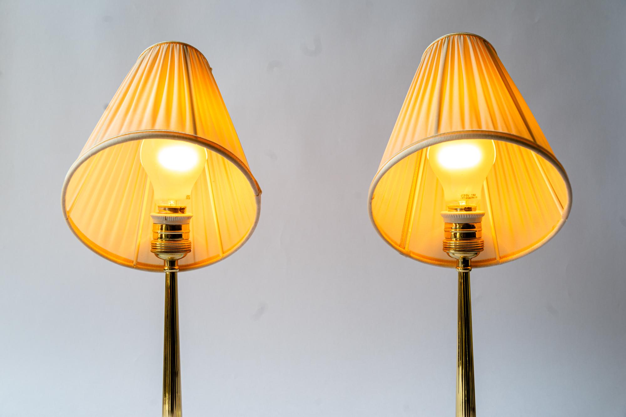 2 Art Deco Table lamp with fabric shades vienna 1920 For Sale 8