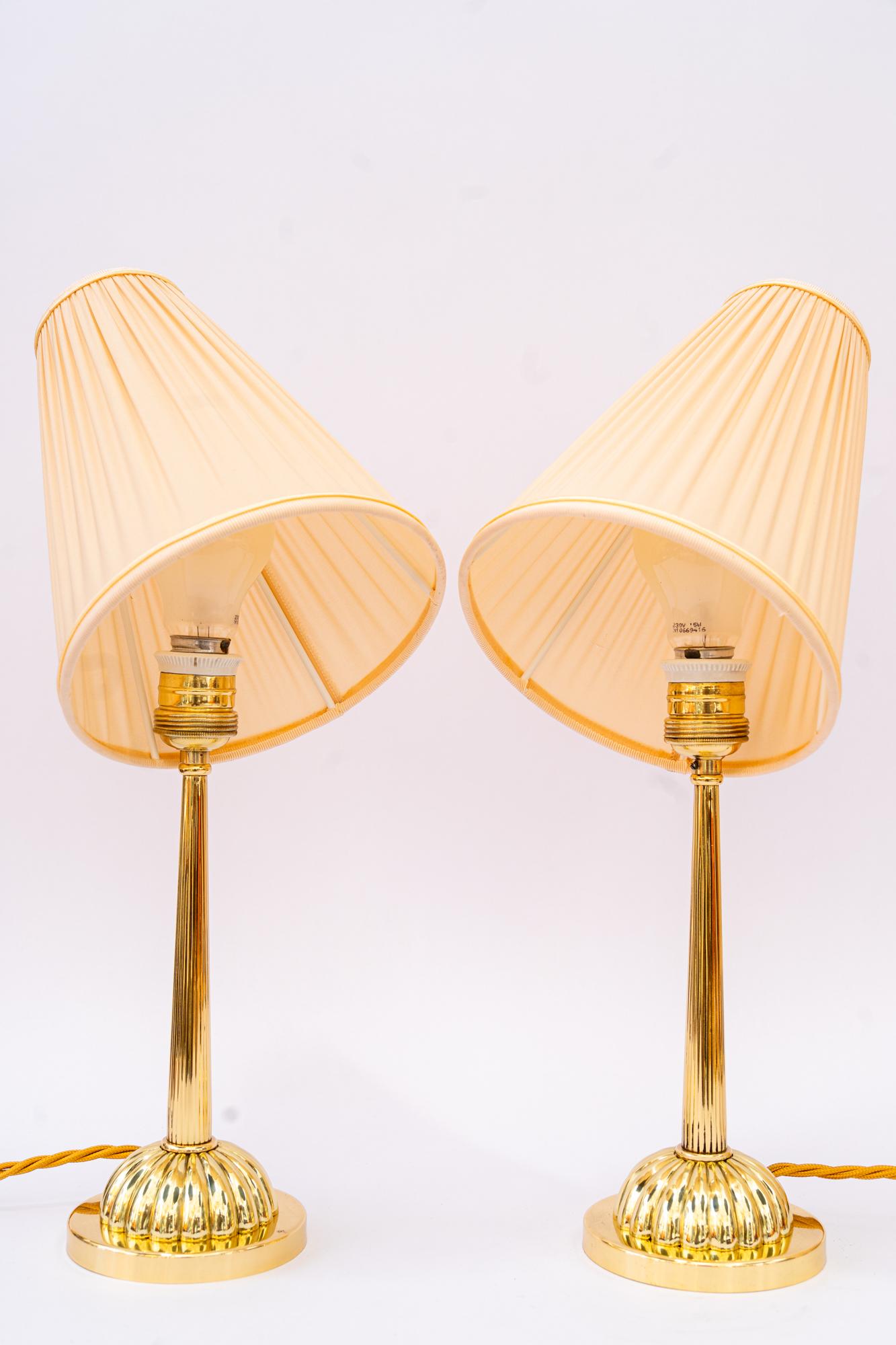 Early 20th Century 2 Art Deco Table lamp with fabric shades vienna 1920 For Sale