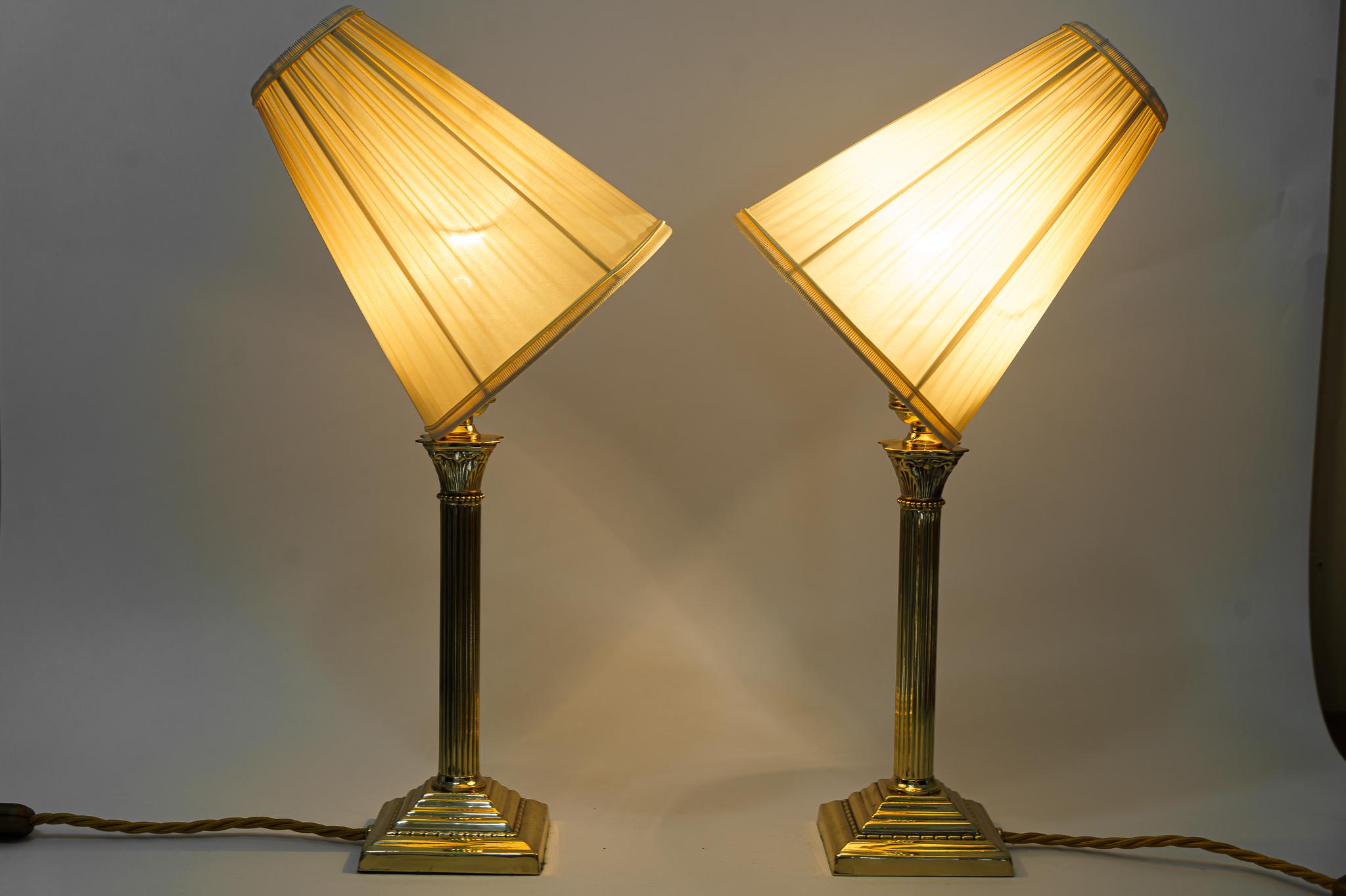 Brass 2 Art Deco Table Lamps Vienna Around 1920s For Sale