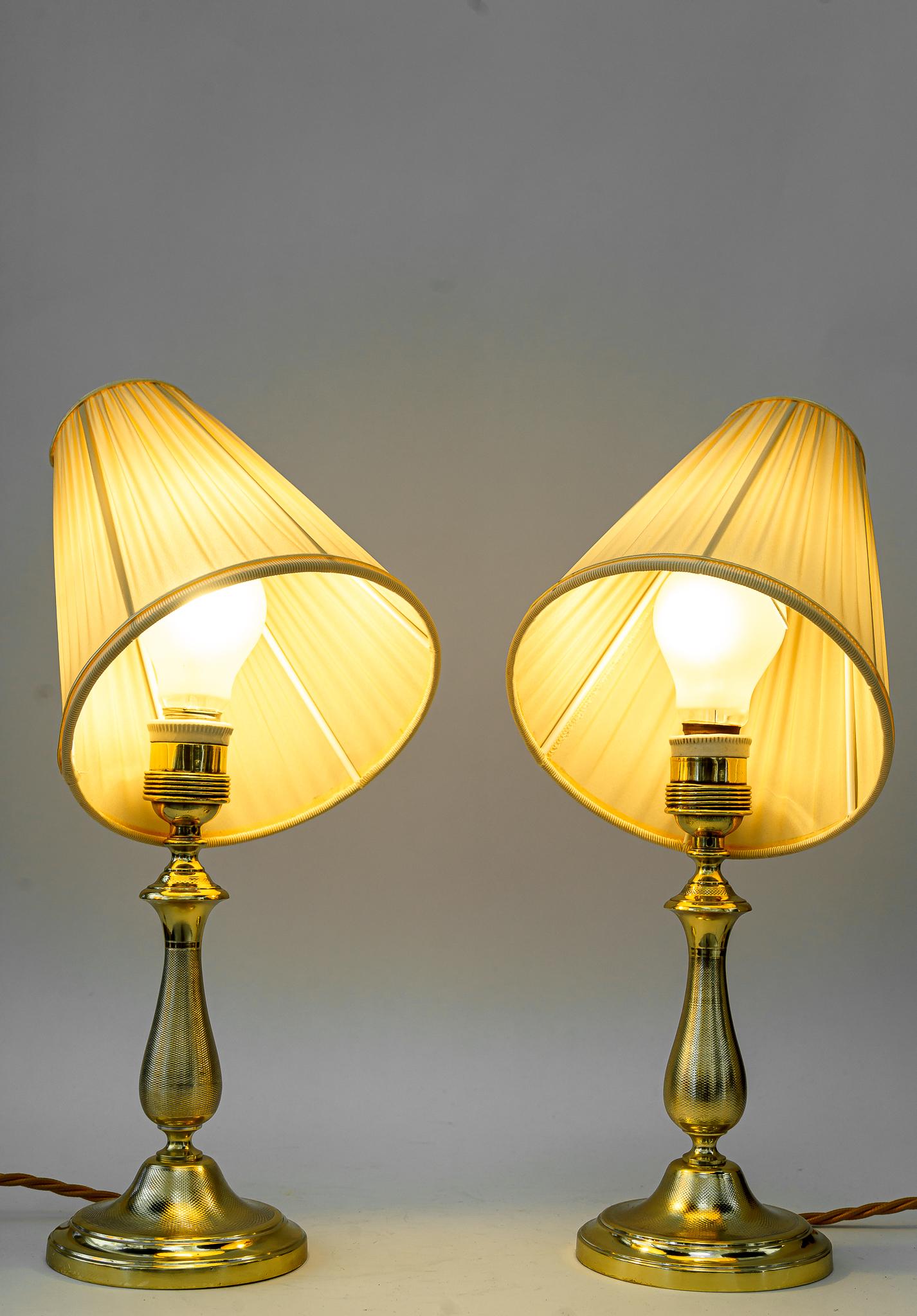 Fabric 2 Art Deco Table Lamps Vienna Around 1920s For Sale