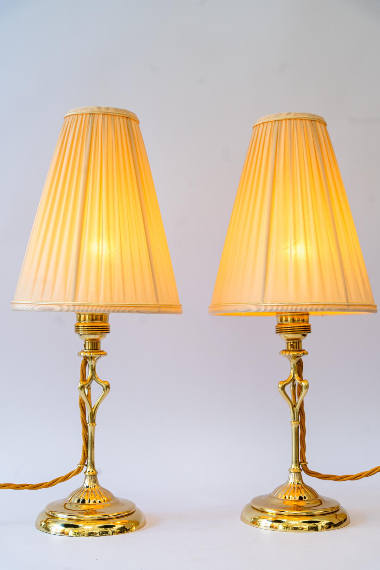 Brass 2 Art Deco Table lamps vienna around 1920s For Sale