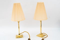 2 Art deco table lamps with fabric shades vienna around 1920