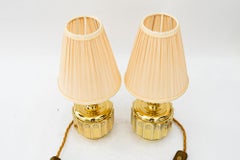 2 lampade da tavolo Art deco con paralumi in tessuto vienna 1920 circa
