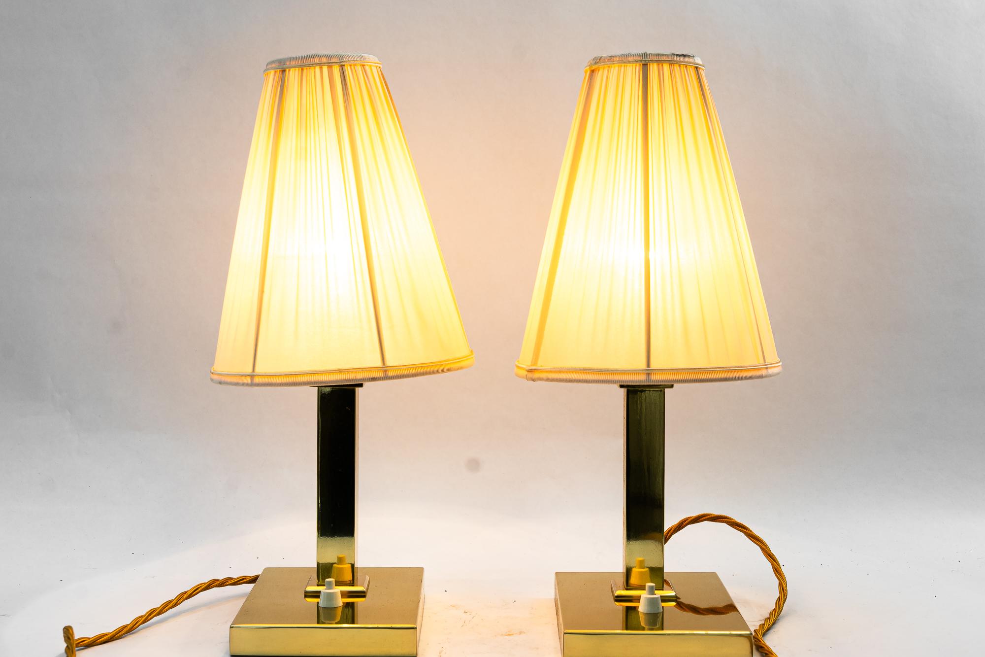 2 lampade da tavolo Art Deco con paralumi in tessuto vienna 1920 circa in vendita 2