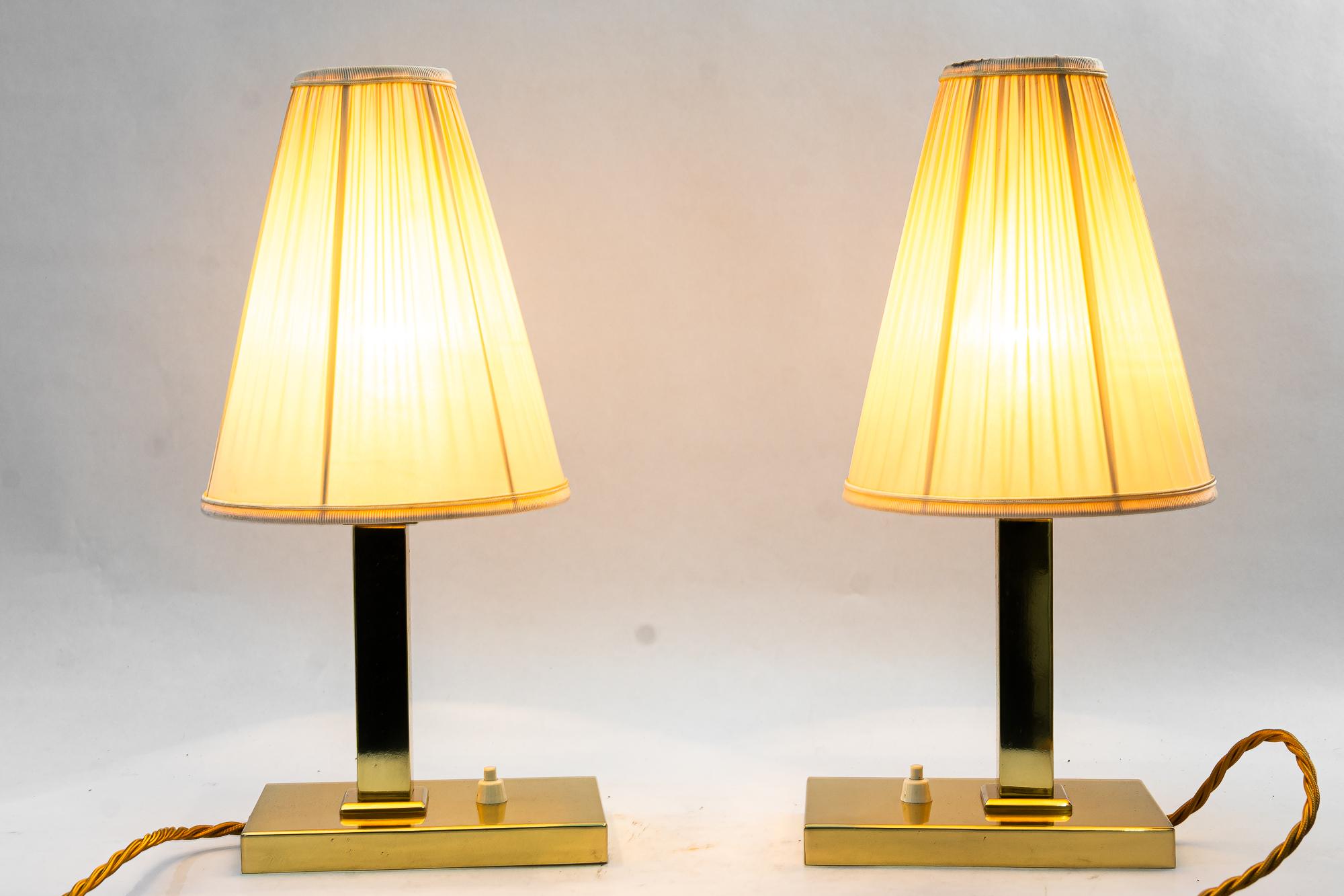 2 lampade da tavolo Art Deco con paralumi in tessuto vienna 1920 circa in vendita 3