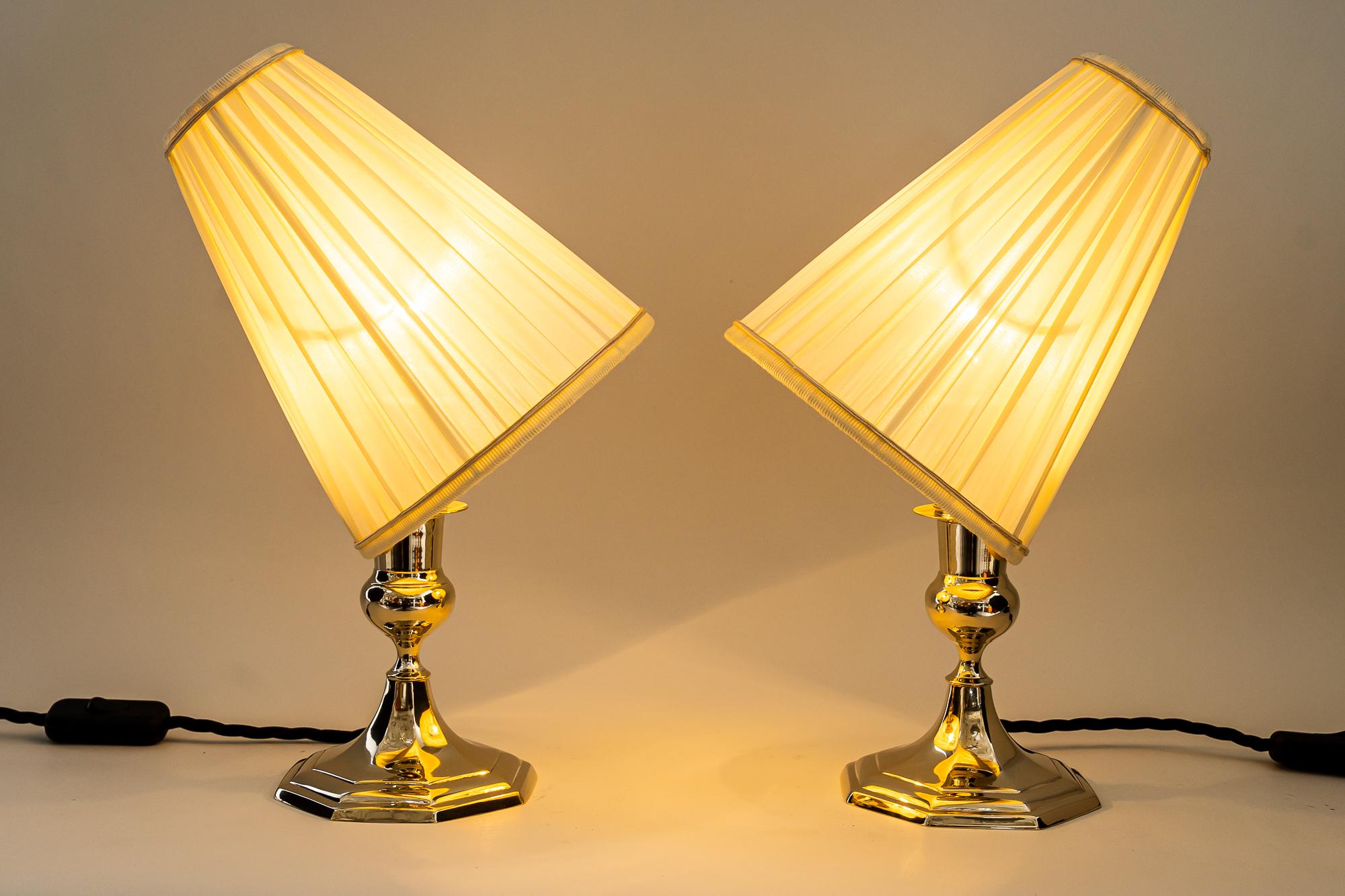 2 Art Deco Table Lamps with Fabric Shades, Vienna, Around 1920s  For Sale 6