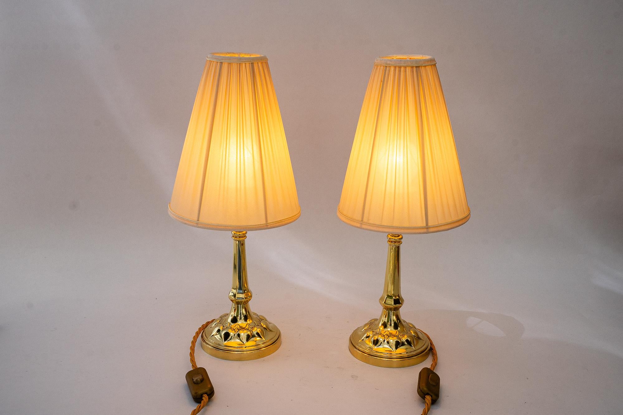 2 lampes de bureau Art Déco avec abat-jour en tissu viennoise des années 1920 en vente 4