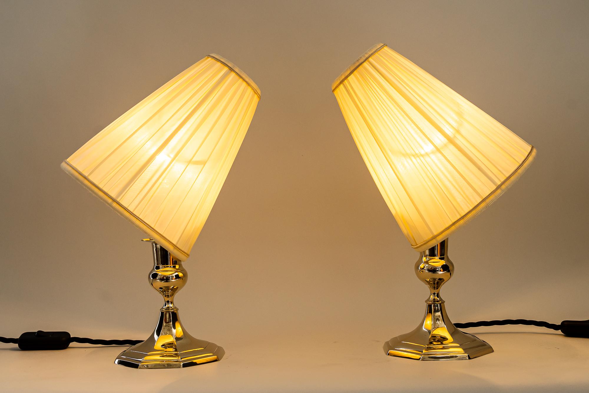 2 Art Deco Table Lamps with Fabric Shades, Vienna, Around 1920s 7