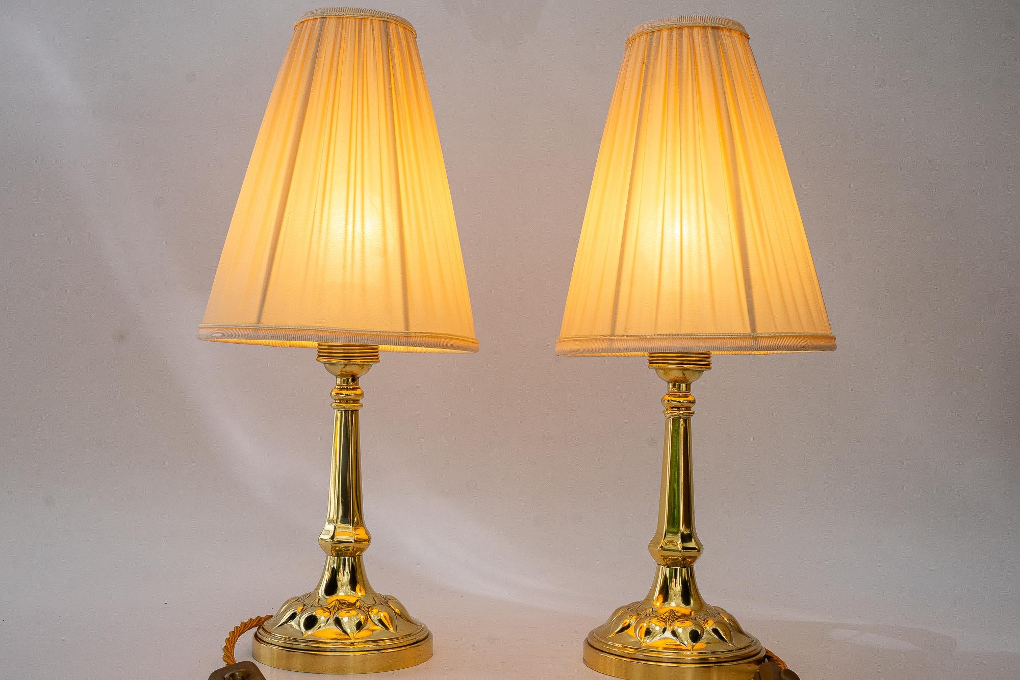 2 lampes de bureau Art Déco avec abat-jour en tissu viennoise des années 1920 en vente 5