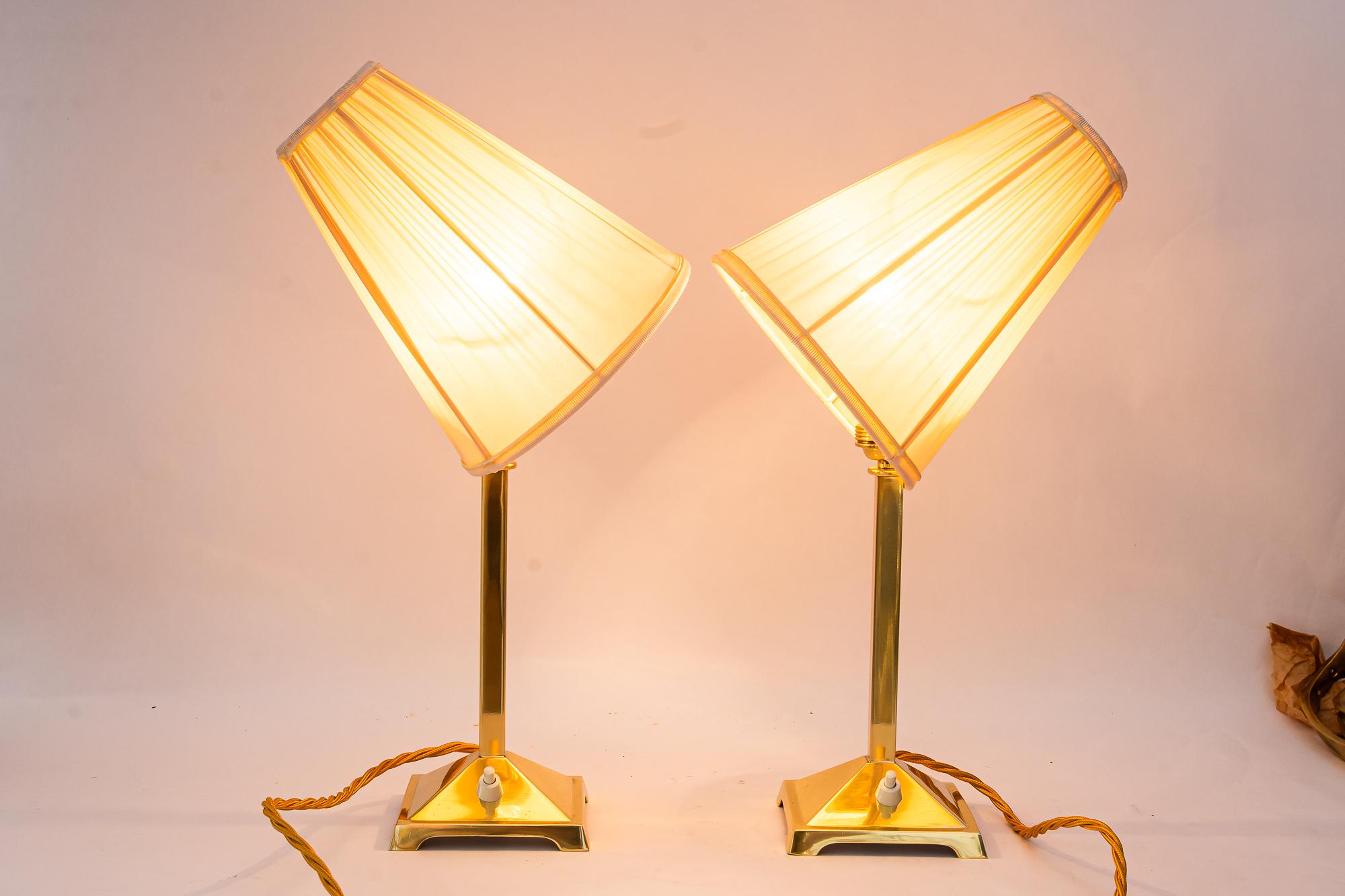 2 Art Deco Tischlampen mit Stoffschirmen Wien um 1920er Jahre im Angebot 6