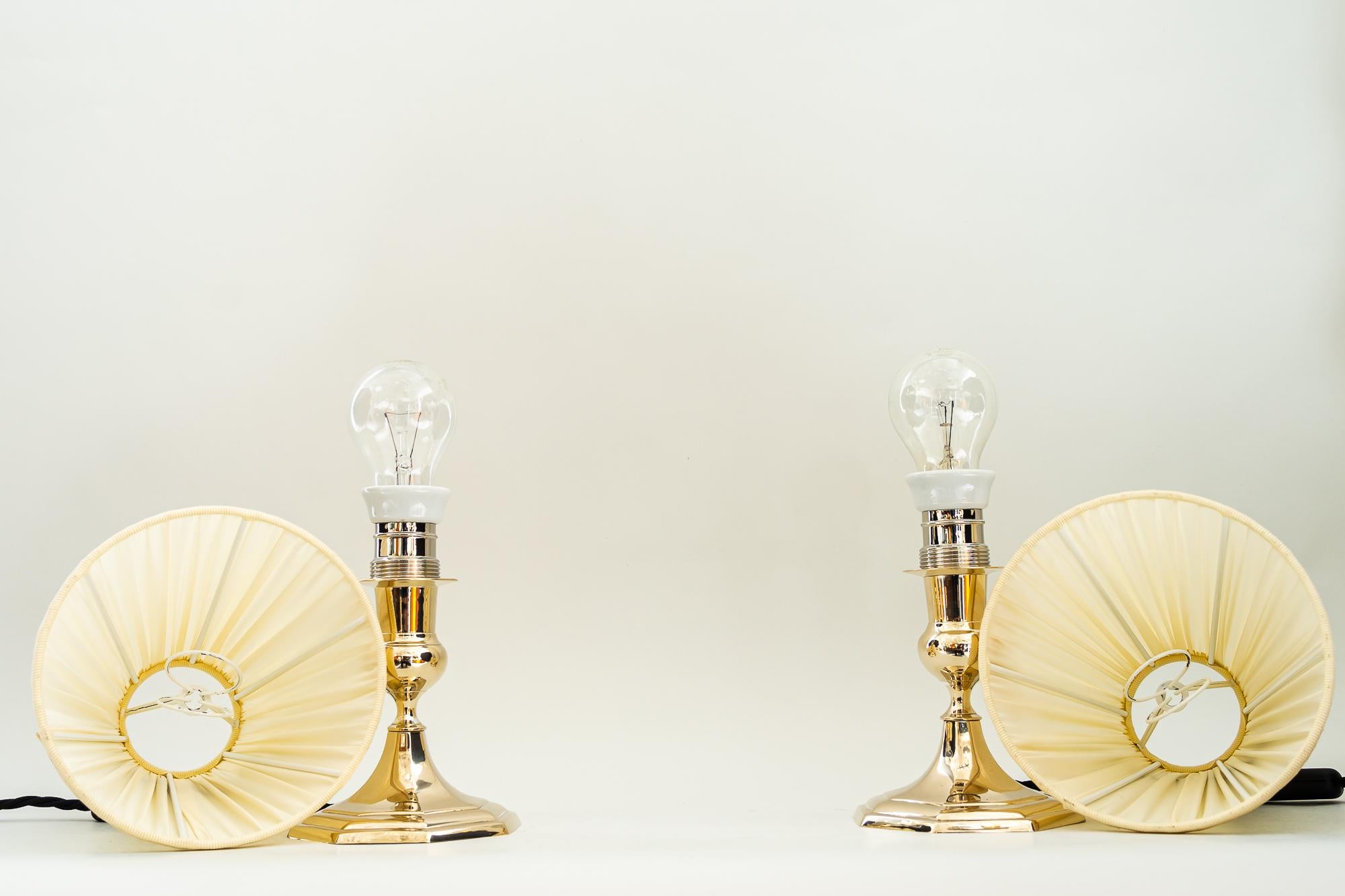 2 Art Deco Table Lamps with Fabric Shades, Vienna, Around 1920s  For Sale 9