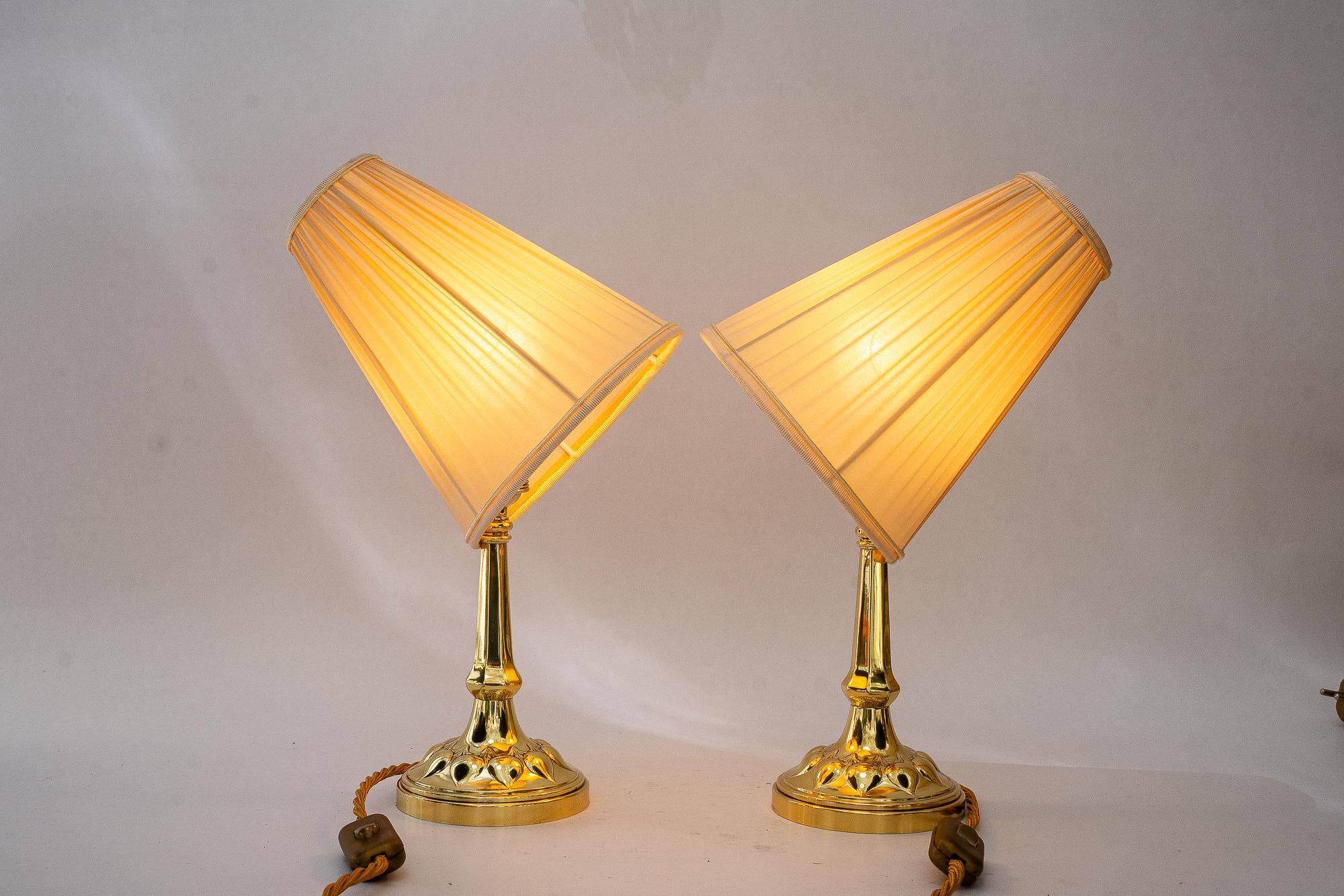 2 lampes de bureau Art Déco avec abat-jour en tissu viennoise des années 1920 en vente 9