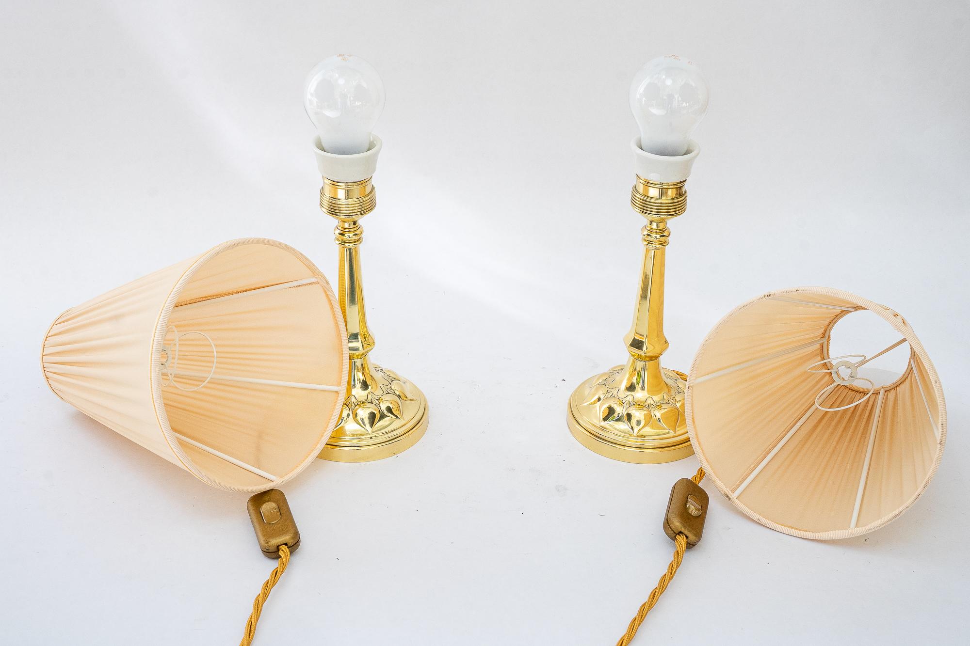 2 lampes de bureau Art Déco avec abat-jour en tissu viennoise des années 1920 en vente 10