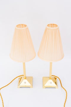 2 Art Deco table lamps with fabric shades vienna around 1920s