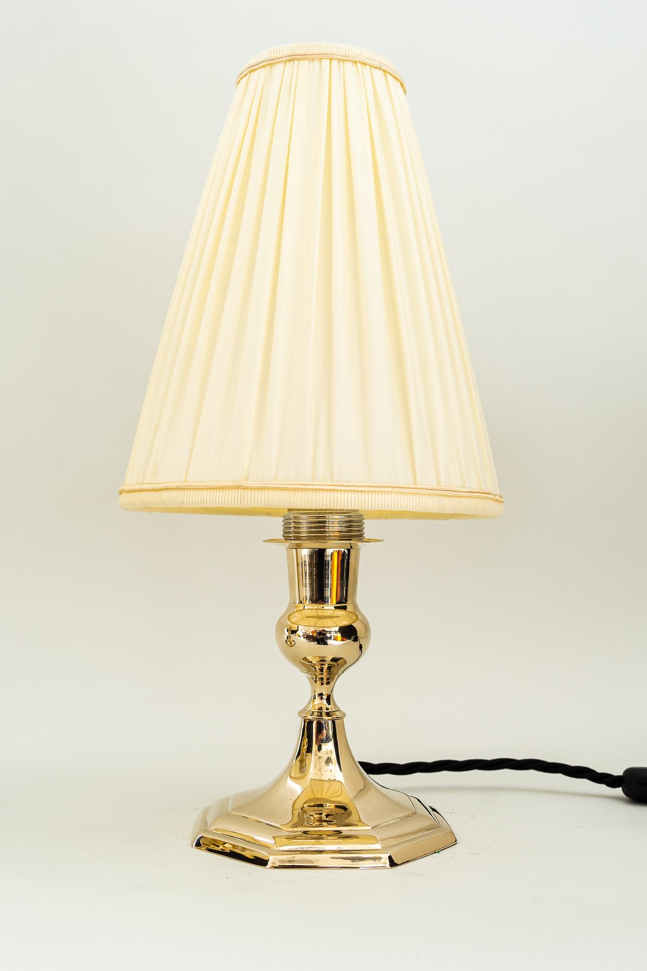 Austrian 2 Art Deco Table Lamps with Fabric Shades, Vienna, Around 1920s  For Sale