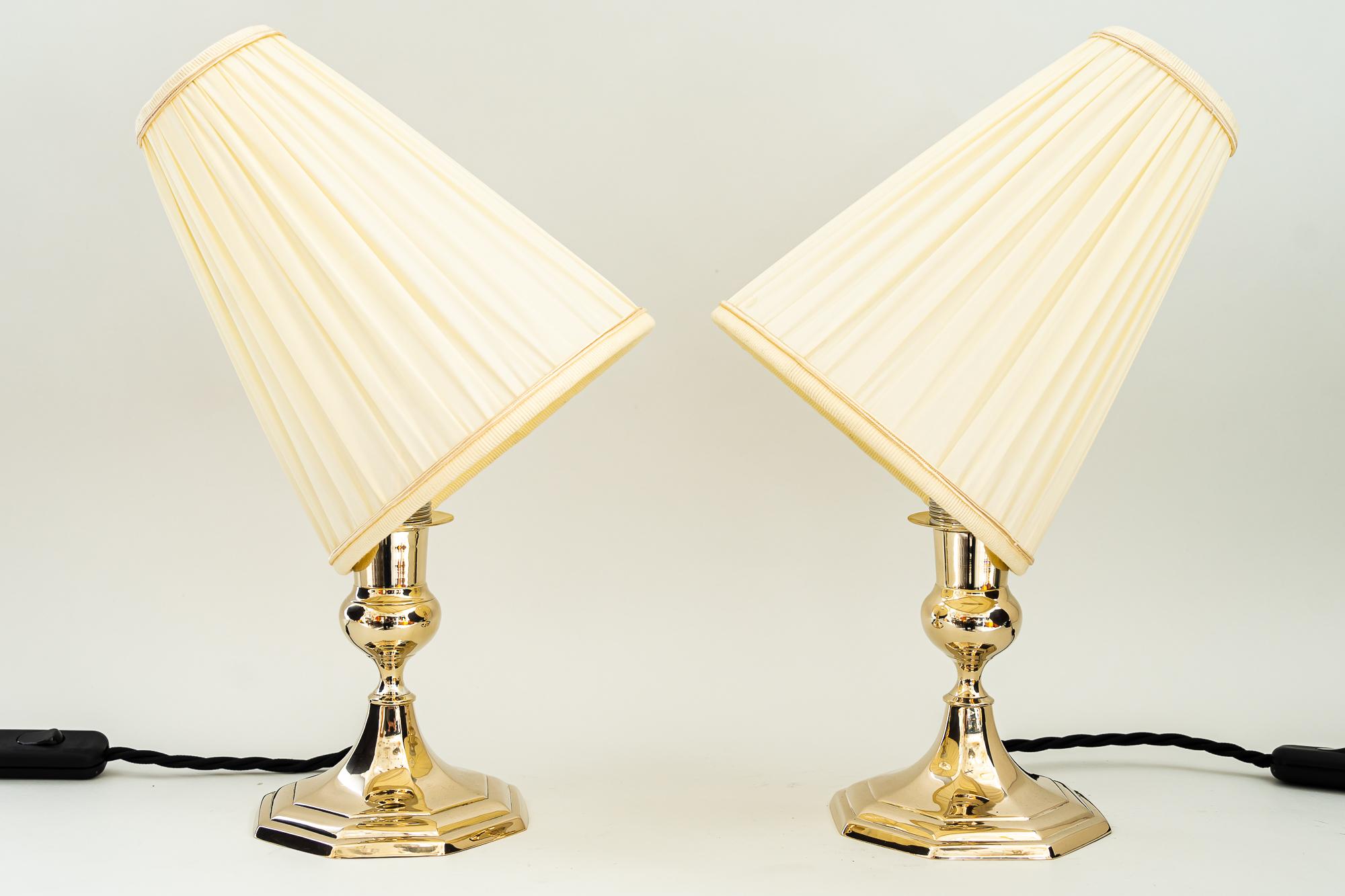 2 Art Deco Table Lamps with Fabric Shades, Vienna, Around 1920s  In Good Condition For Sale In Wien, AT