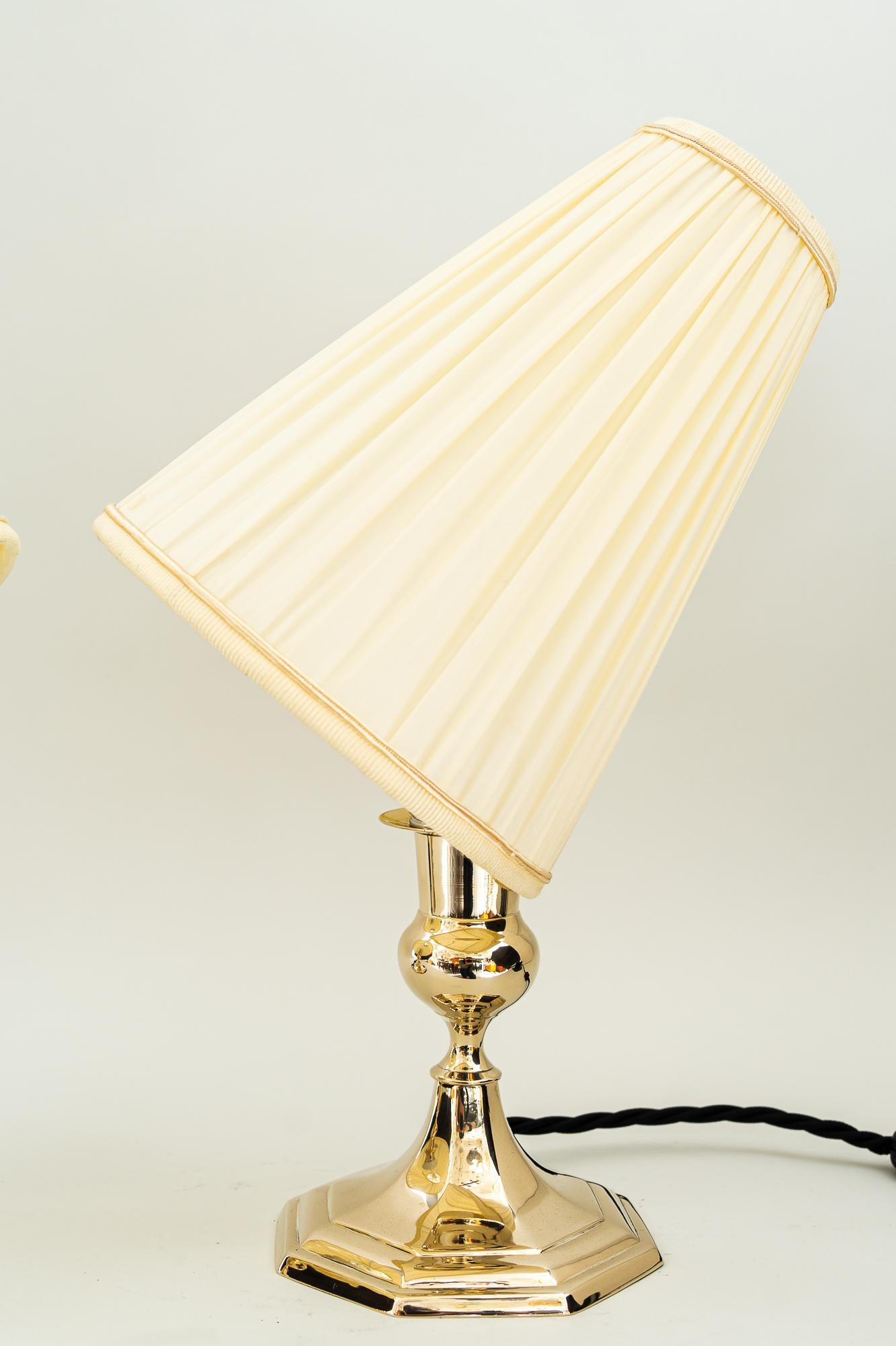 Early 20th Century 2 Art Deco Table Lamps with Fabric Shades, Vienna, Around 1920s  For Sale