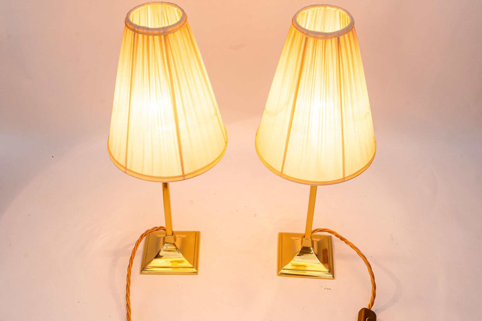 2 lampade da tavolo art deco con paralumi in tessuto vienna anni '20 circa In condizioni buone in vendita a Wien, AT