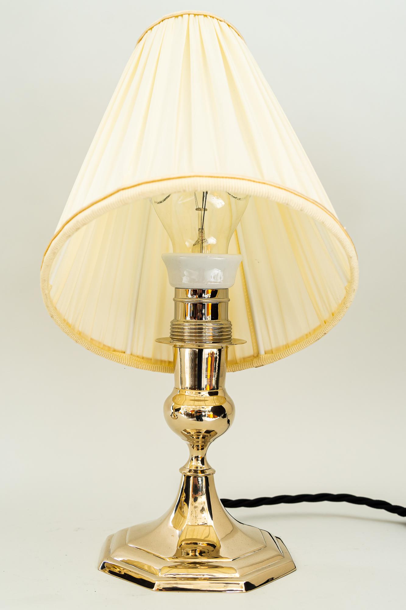 2 Art Deco Table Lamps with Fabric Shades, Vienna, Around 1920s 1