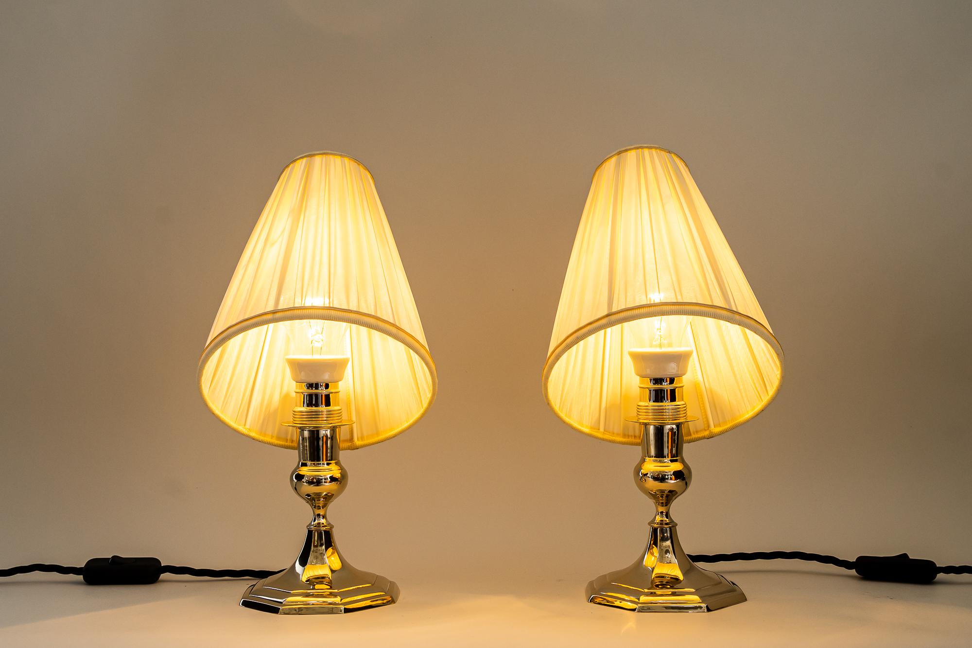 2 Art Deco Table Lamps with Fabric Shades, Vienna, Around 1920s  For Sale 3