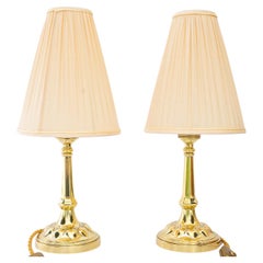 2 Art Deco Table lamps with fabric shades vienna around 1920s